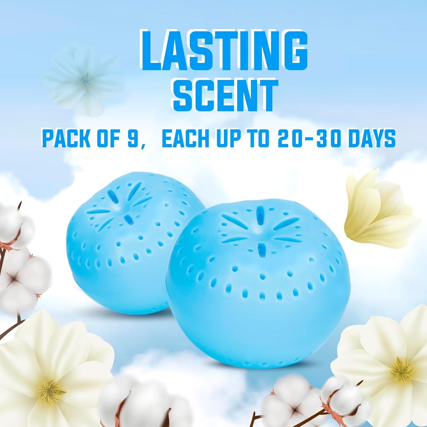 9 Pack Baking Soda Deodorizers, Fresh Scent Shoe Deodorizer Balls, Air Freshener for Home, Odor Eliminator for Closets Bathroom Pets, Up to 80 Days