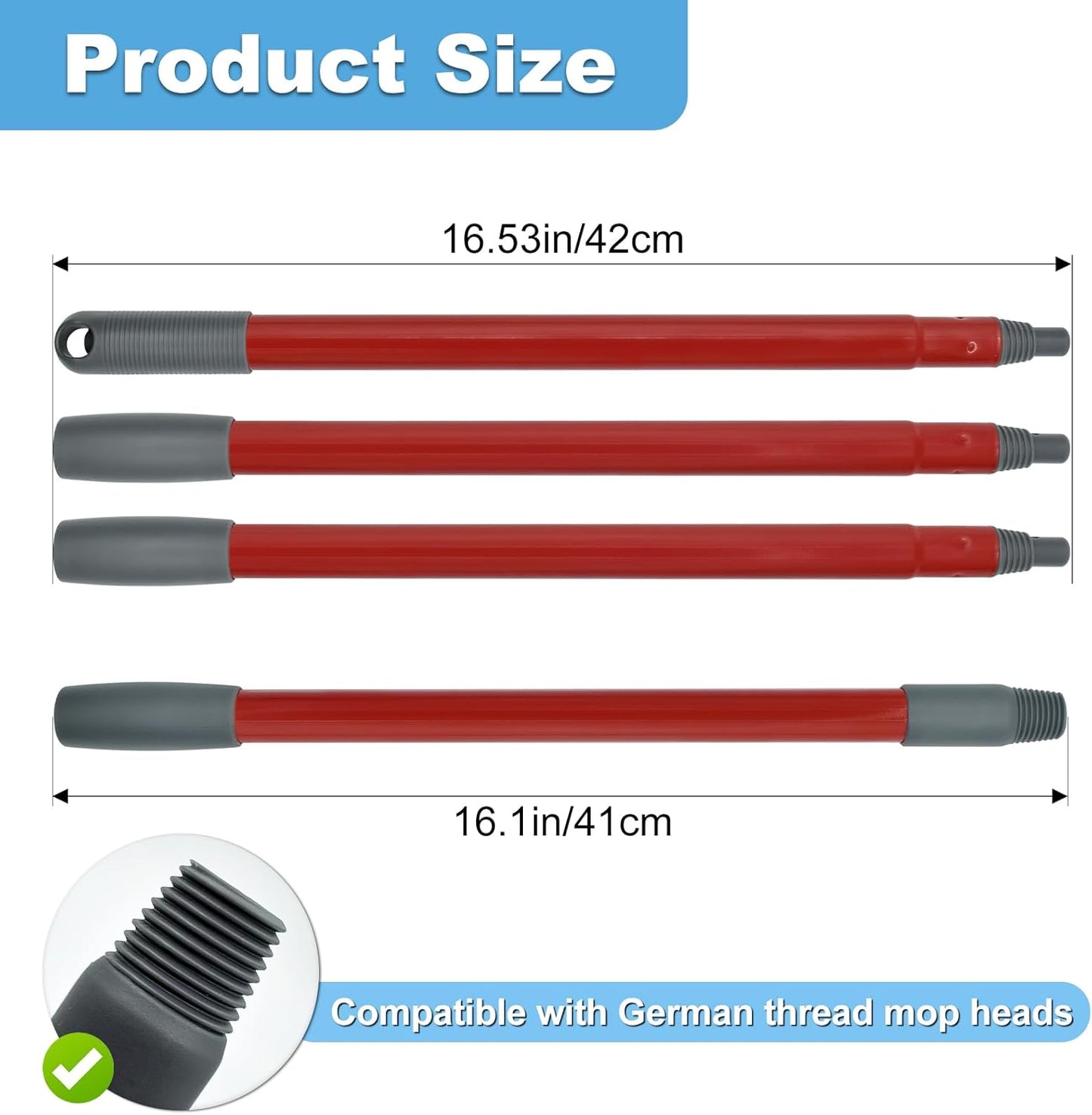 Mop Handle for Ocedar, Mop Handle for O Cedar, Spin Mop Replacement Handle for O Cedar, 4 Section 30" to 58" Mop Handles for Ocedar Spin Mop & H2pro Flat Mop, Mop Stick Mop Pole Handle for Ocedar Mop