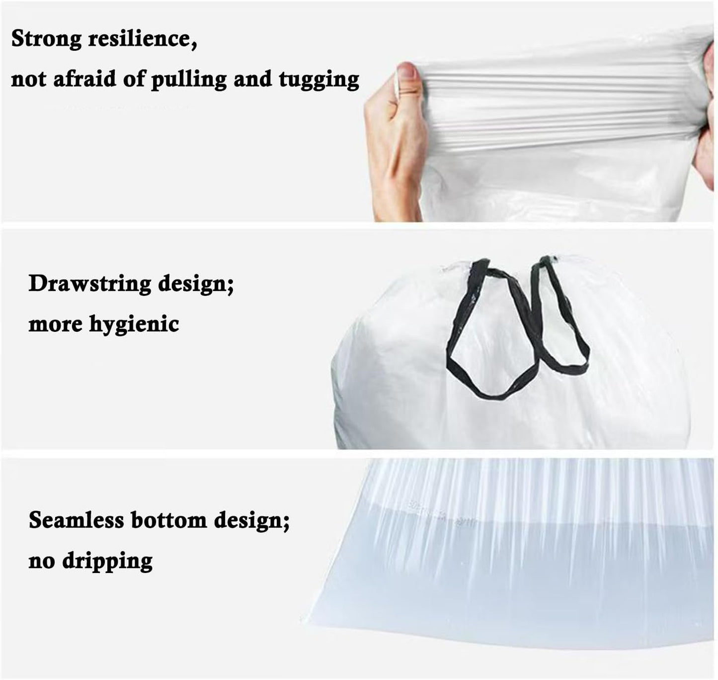 Ultra thick heavy duty Plastic 16 gallon no tear open drawstring trash bags white ‎lavender scent Plastic garbage bags for household kitchen bedroom bathroom living room office restaurant