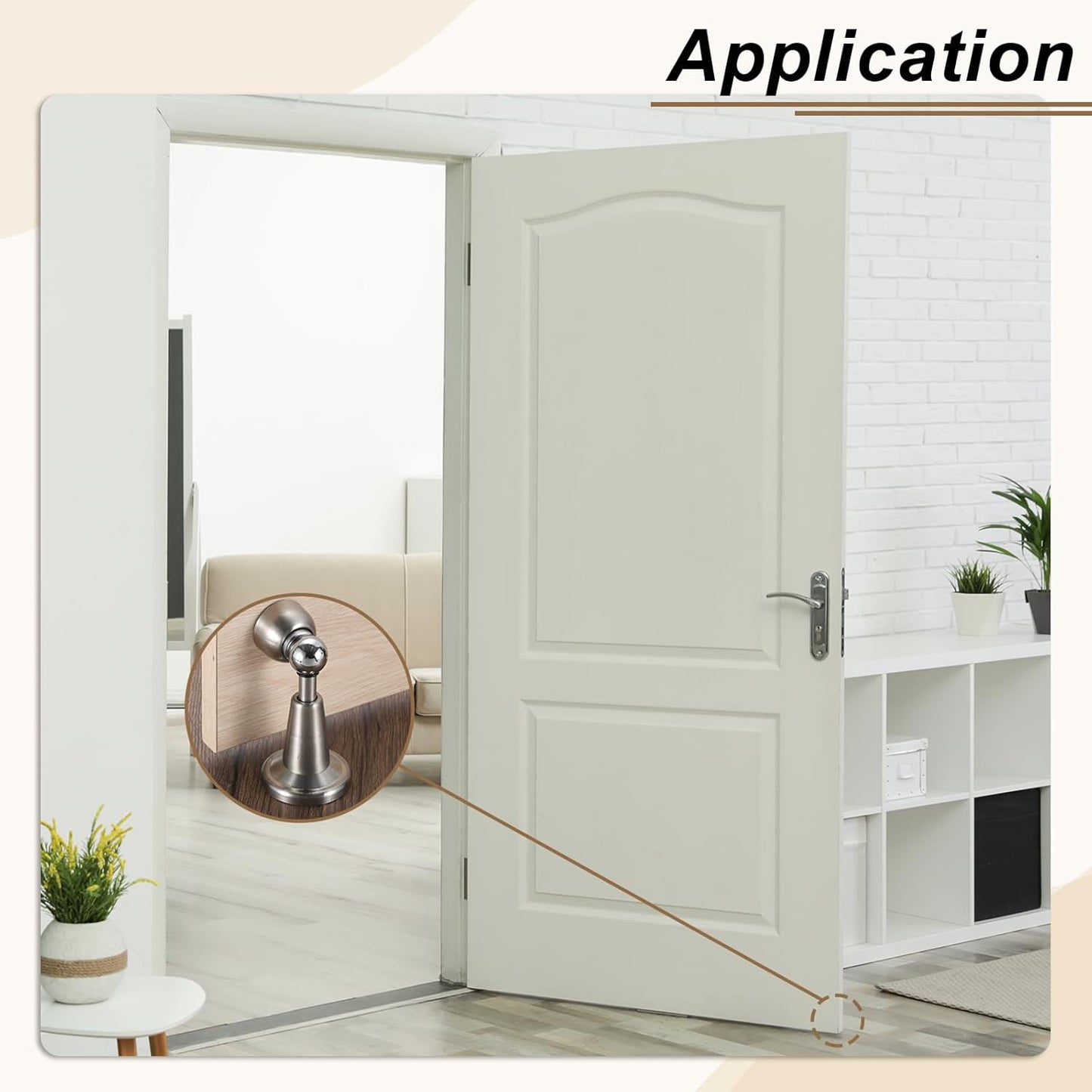 uxcell 6Pcs Magnetic Door Stopper, 304 Stainless Steel Magnetic Door Stop Catch, Soft-Catch Brushed Nickel Hold Door Open Wall Mount for Bottom of Door, Silver