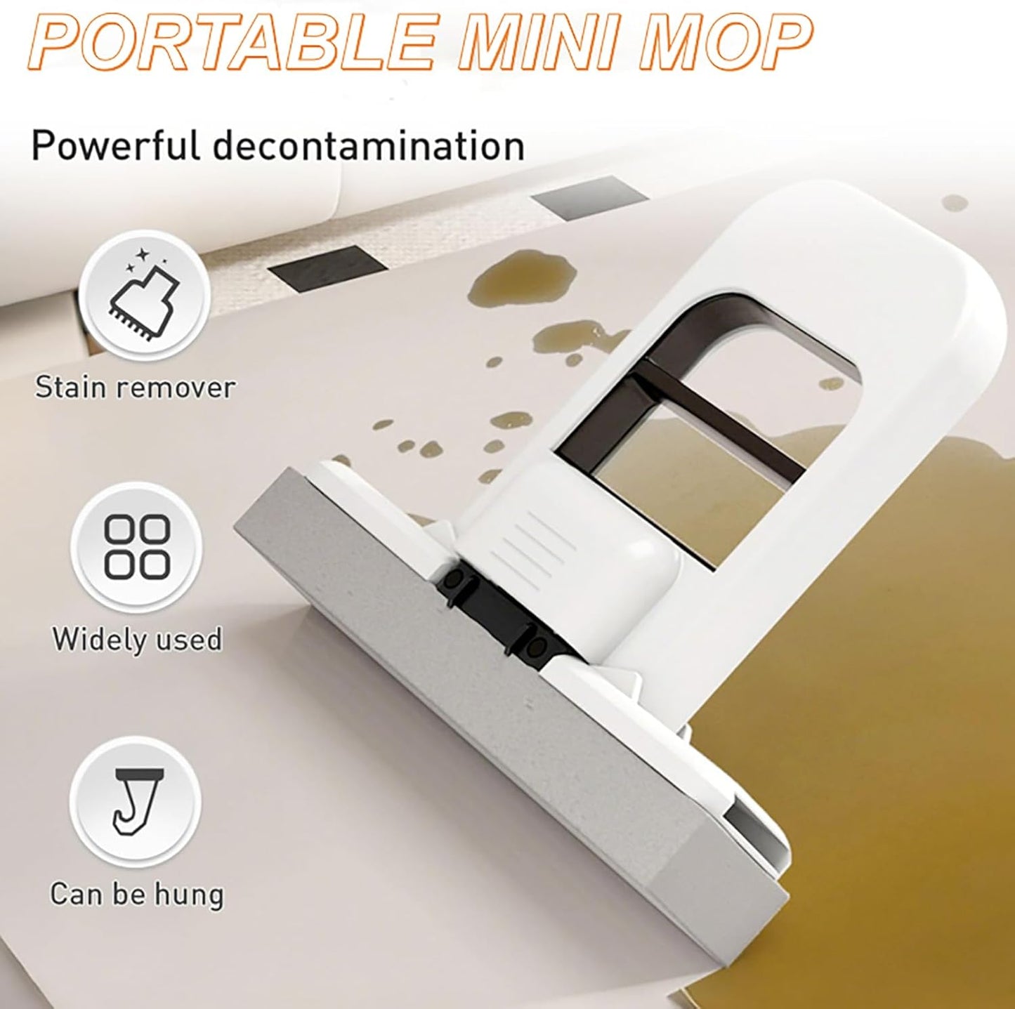 Mini Foldable Desktop Mop, Sponge Mop Wet and Dry Use Cleaning System, Self-Squeeze Small Mop for Bathroom Kitchen Desktop Glass Living Room Car (Black, 2pcs)