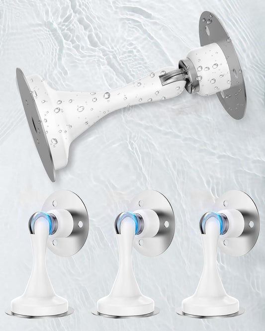 Magnetic Door Stoppers Door Catch - 4 Pack Stainless Steel Heavy Duty Door Stops for Bottom of Door, Wall & Floor Mounting No-Drill Strong Adhesive & Screws, Strong Door Holder to Keep Door Open