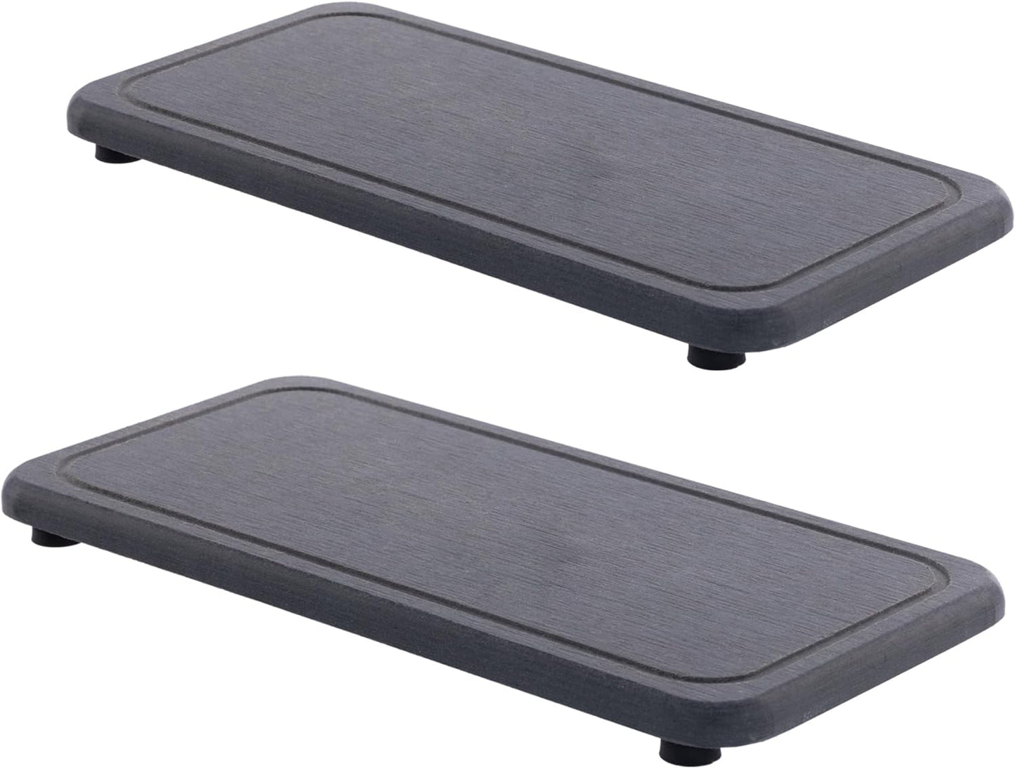 2 Pcs Water Absorbing Stone Trays, Kitchen/Bathroom Sink Soap Dish, Diatomite Tray Used for Hand Soap & Cosmetic Bottles in The Modern Home, 4" W x 8.3" L, Dark Gray