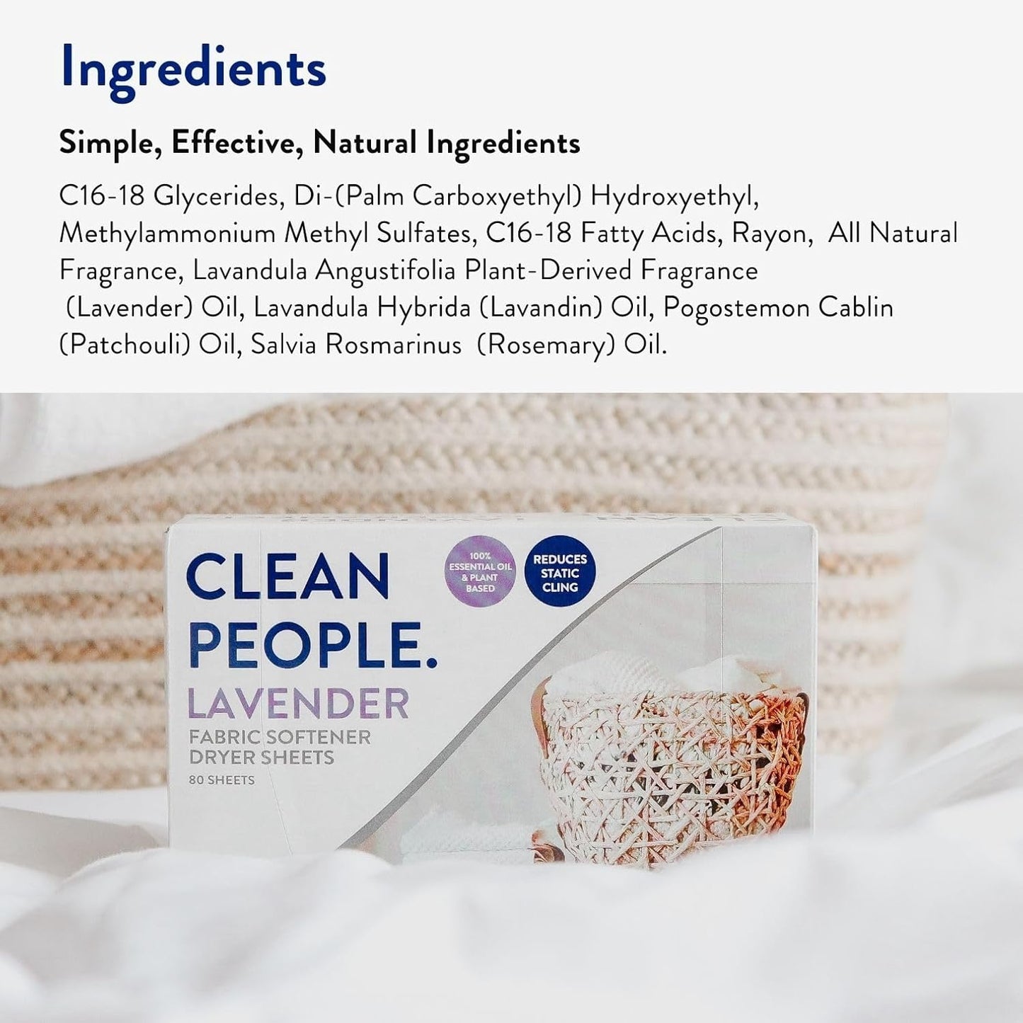 The Clean People Fabric Softener Sheets - Dryer Sheets - Softens & Removes Static Cling - Vegan Laundry Softener, Essential Oils - Lavender 360 Pack