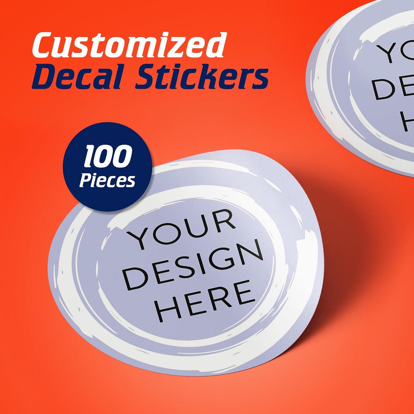 100 Custom Vinyl Stickers - Upload Your own Image, Text, Design, Logo - Personalized Logo Labels for Handmade, Packaging, Bottle, Jars, Candle, Brand Stickers (Lavender Swirls, 5x5)