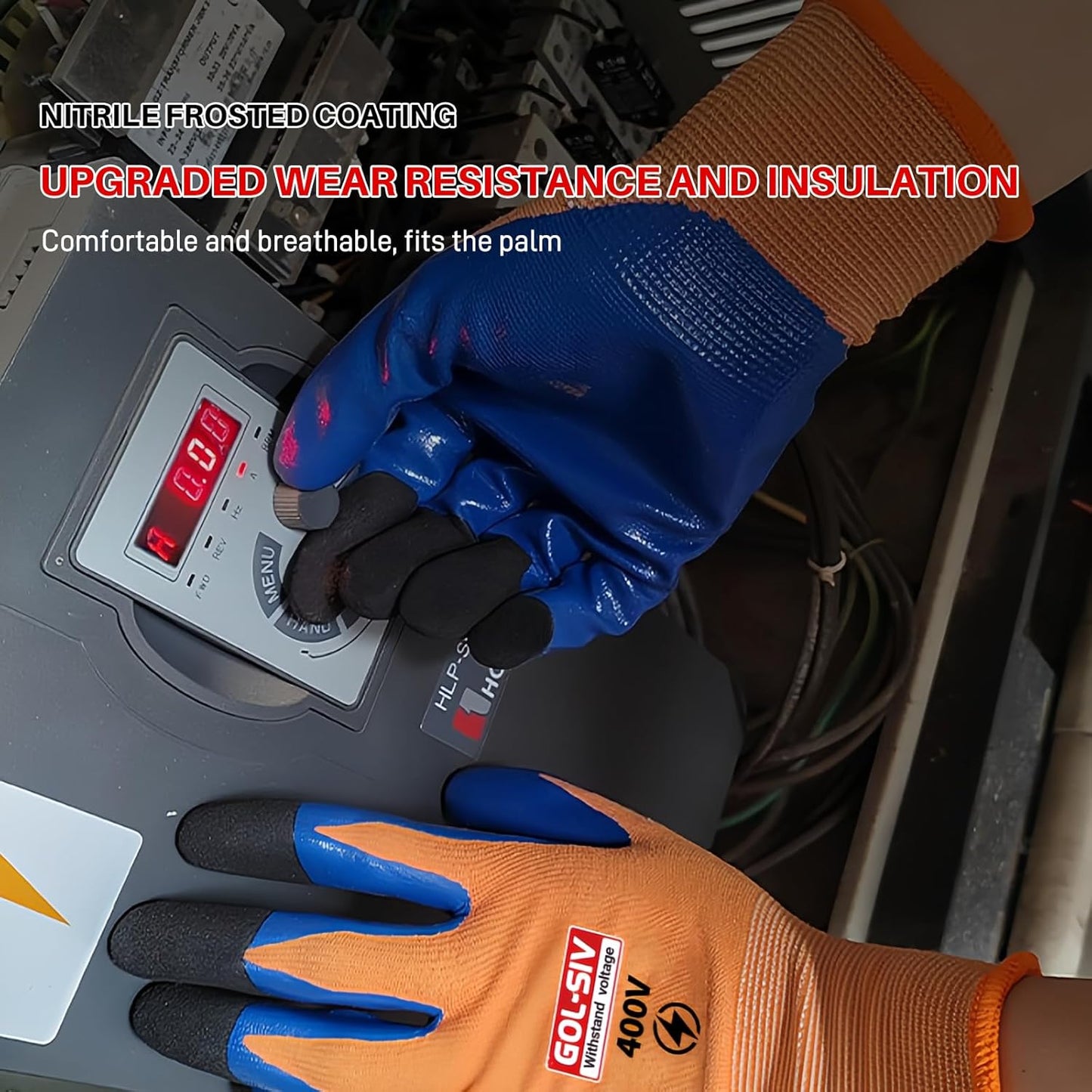 400V Electrical Glove For Men XL - Arc Resistant,Flame Retardant,Low Voltage Insulated Gloves,Safety Electrician Gloves,Rubber Non Slip