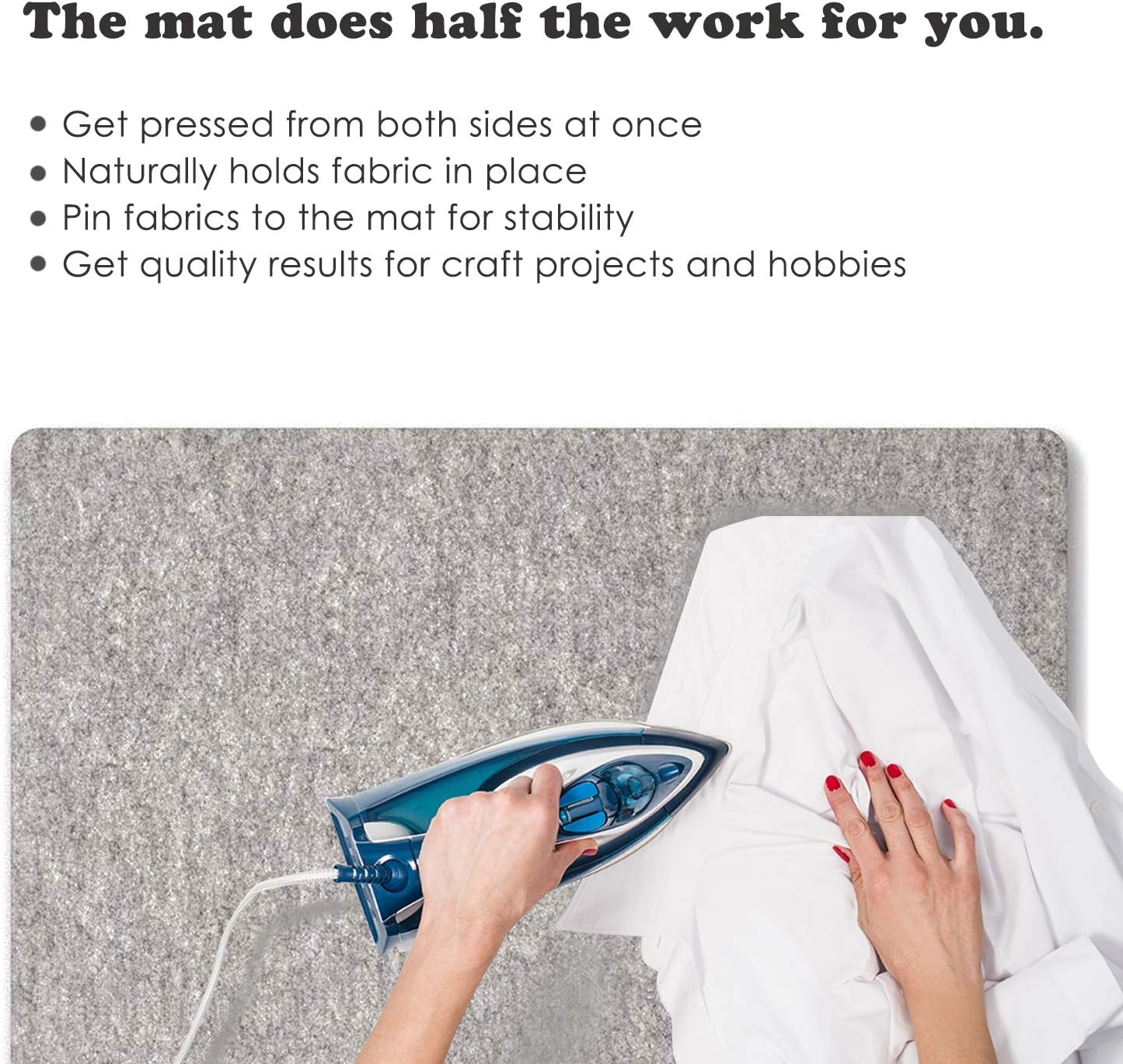 Wool Pressing Mat for Quilting - 9" x 9" Portable Travel Size Felt Ironing Pad 1/2" Thick, 100% New Zealand Wool for Ironing, Sewing, Cutting on Ironing Board, Tabletop, Dryer, Countertop