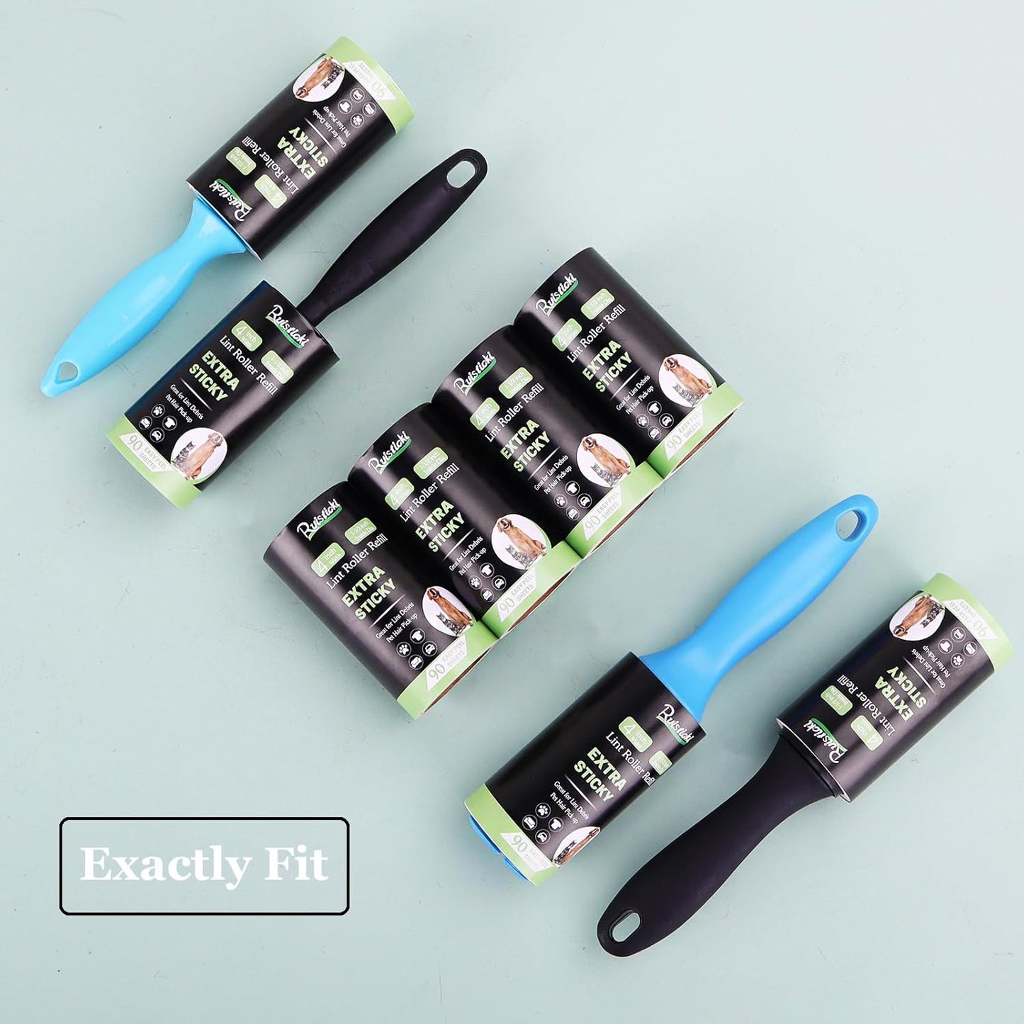 4 inch Lint Roller Refills for Amazon IKEA Evercare and Others, Extra Sticky Lint Remover Roller Refills 4 Pack, 90 Sheets per Refill, 360 Sheets Total (Inside Dia. 1 1/2 inch)