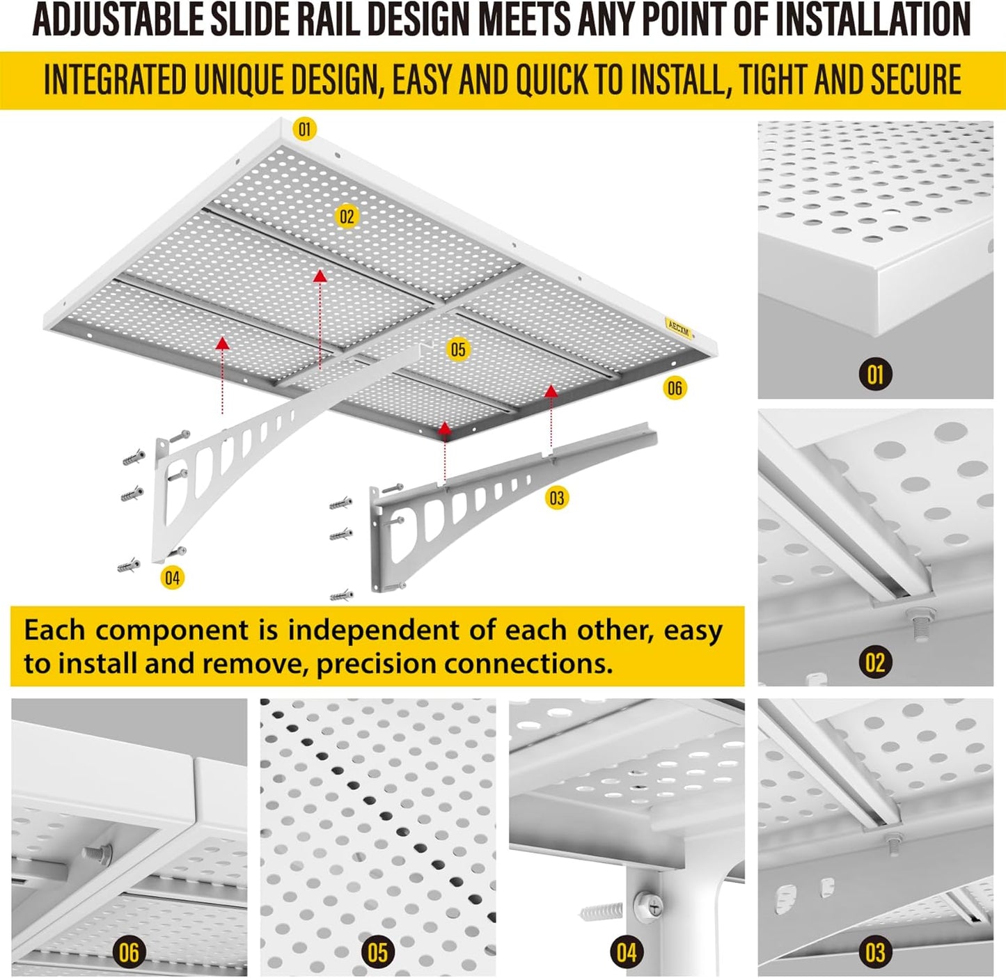 2-Pack 2x3ft Adjustable Garage Wall Shelving 560lbs Load Capacity Heavy Duty Wall Mounted Storage Shelf Metal Floating Shelves for Garage(White)