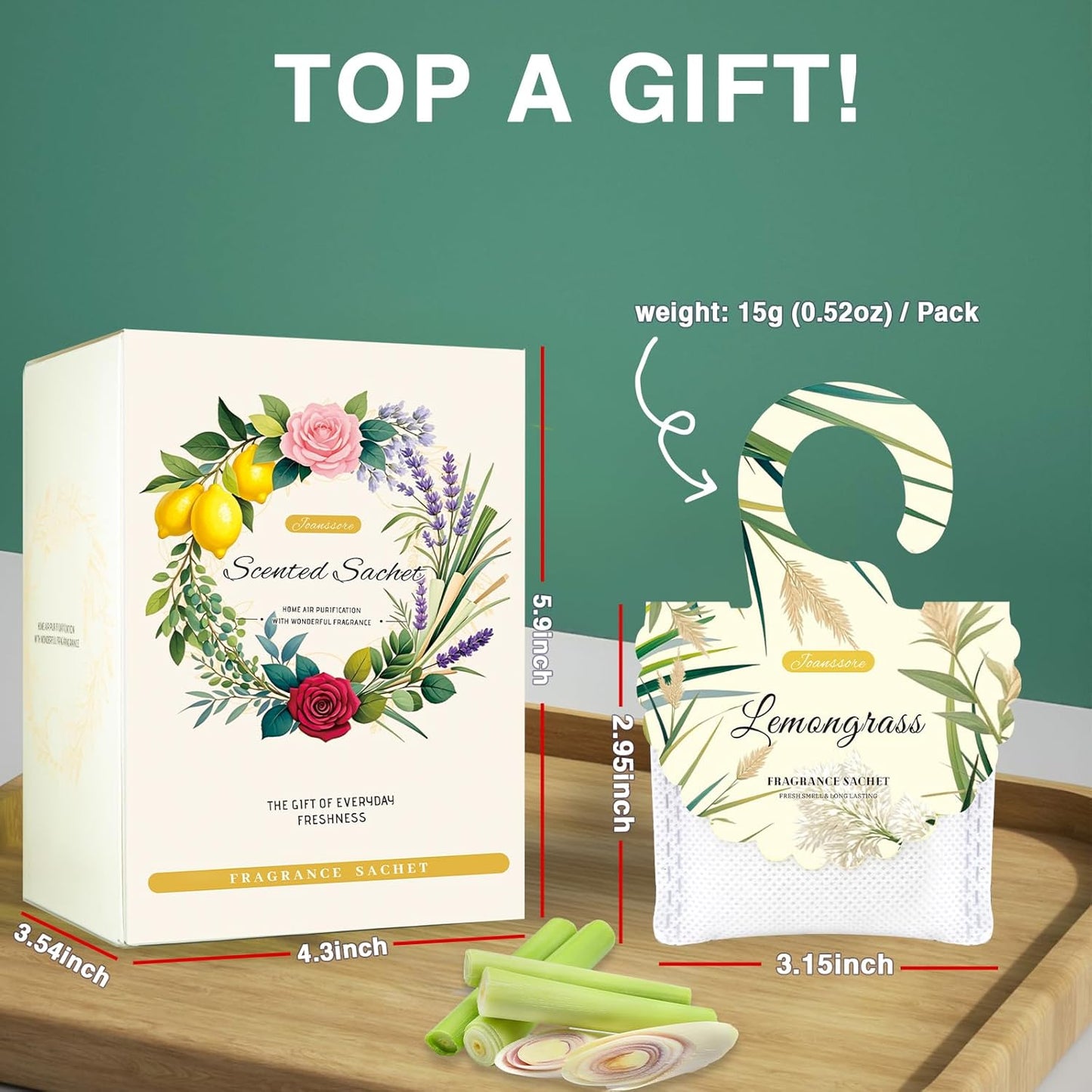 15 Packs Lemongrass Scented Sachets Bag for Drawers and Closets, Air Freshener for Home Fragrance Sachet, Long-Lasting Hanging Closet Deodorizer Smell Goods for House