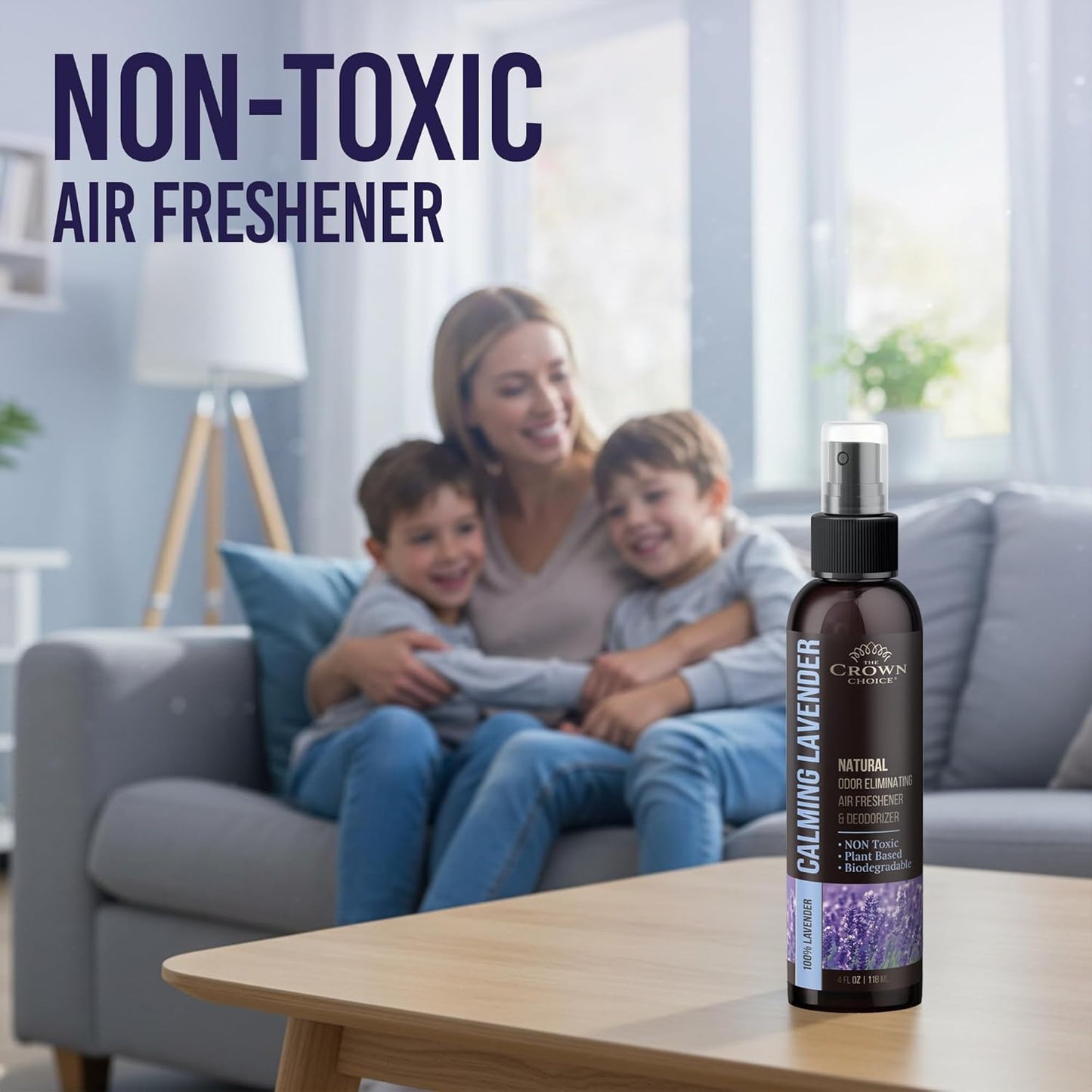 Non-Toxic Odor Eliminator,Natural Lavender Air Freshener Spray for Home,Linen Spray for Bedding, Closet & Couch Deodorizer,Long Lasting Bathroom & Toilet Freshener,Safe for Kids & Pets,2PK,4 Oz each