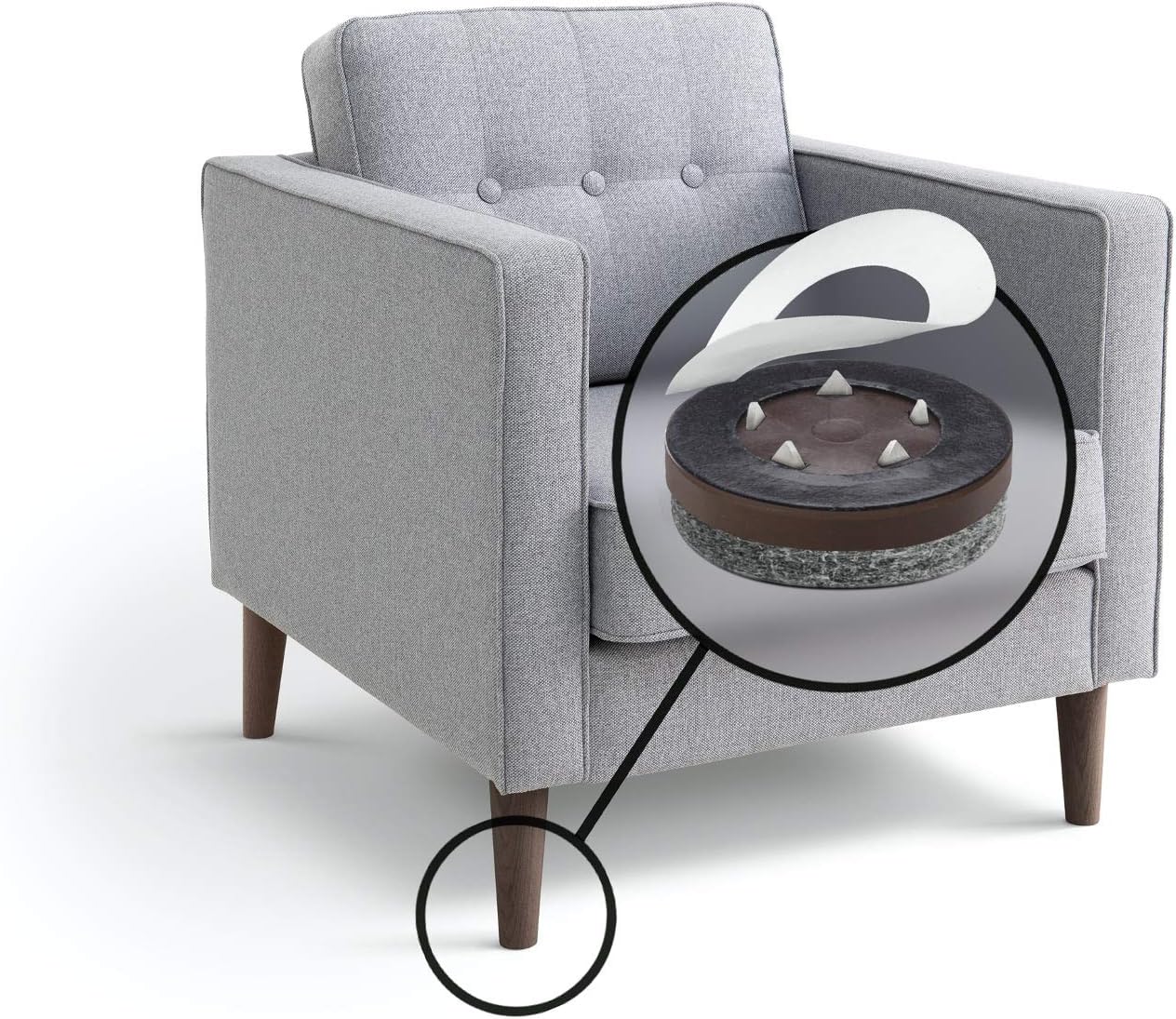 GorillaFelt CB270 Furniture Feet Floor Protectors/Felt Glides (Set of 4) Tap On Felt Furniture Pads Guaranteed to Stay On, 1-1/2 Inch Round Sliders