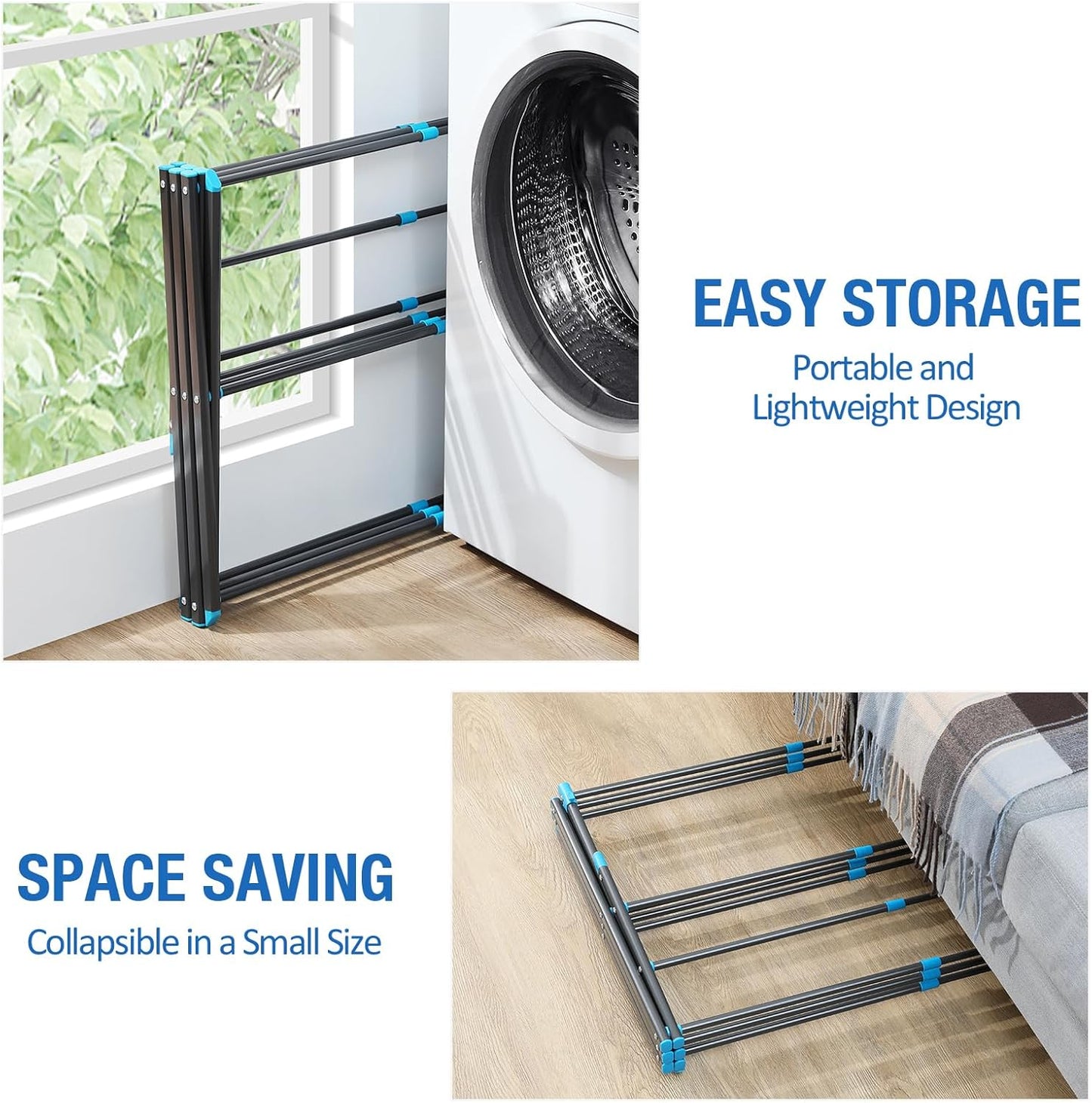 APEXCHASER Clothes Drying Rack, 3-Tier Laundry Drying Rack for Clothes, Expandable Metal Clothing Dryer, Collapsible Towel Rack, Air Drying Rack, Graphite