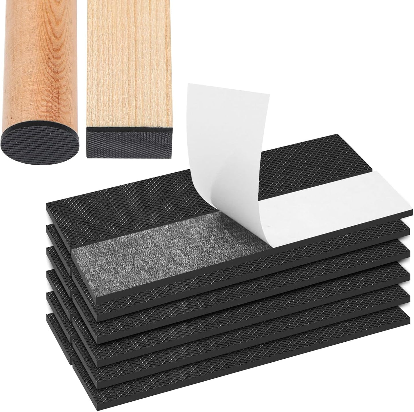 CHUNZEXI Non Slip Furniture Pads 12 PCS 4" x 1", Self Adhesive Rubber Grippers for Furniture Legs, Anti Skid Floor Protectors, Prevent Scratches & Sliding