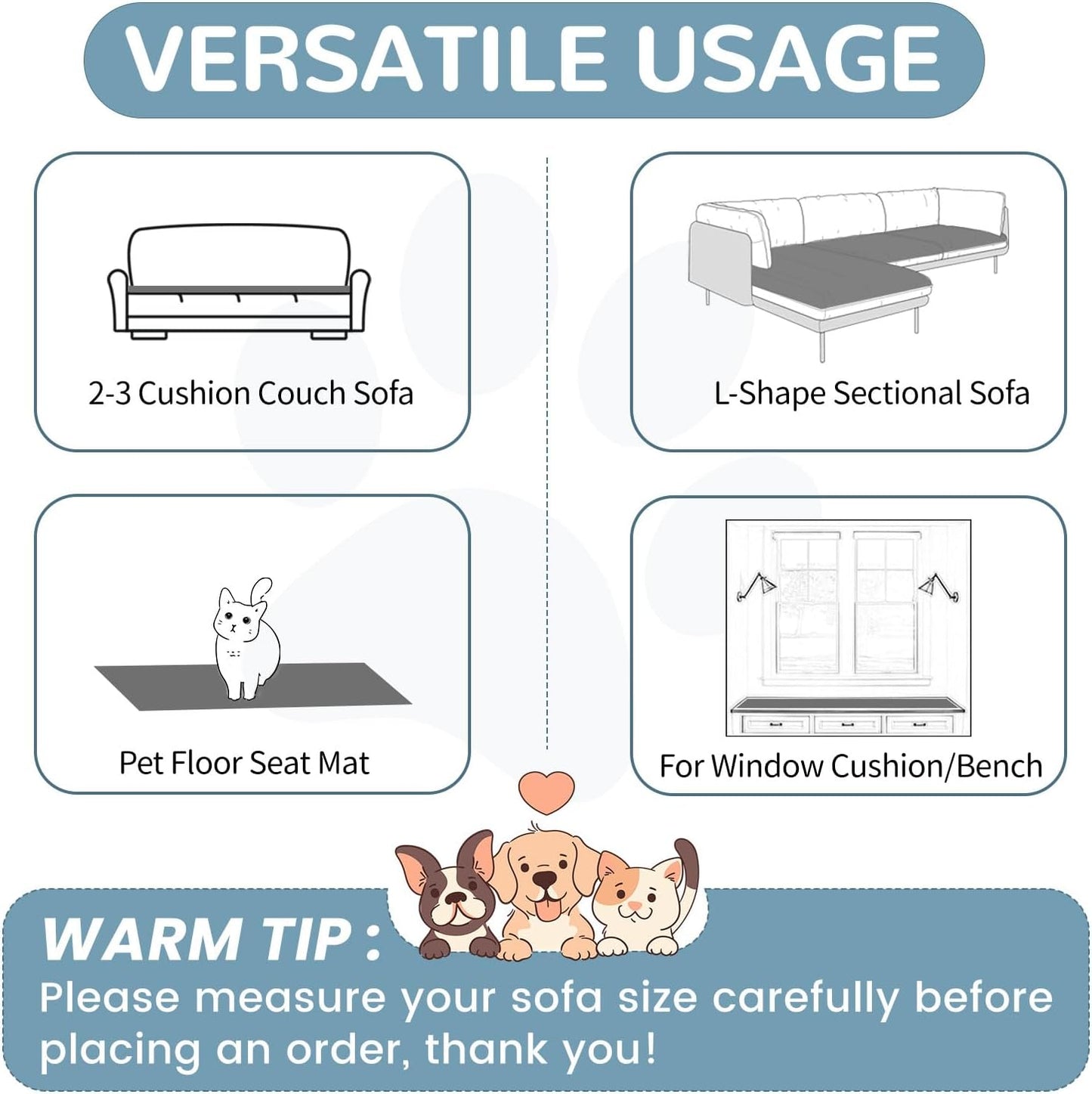 OTOB Couch Cover for Dogs Washable, Non Slip Plush Fuzzy Sofa Covers for 3 Cushion Couch Pet Friendly, Soft All Seasons Sofa Slipcover Cozy Furniture Protector (Dark Gray, 31.5" x 82.7")