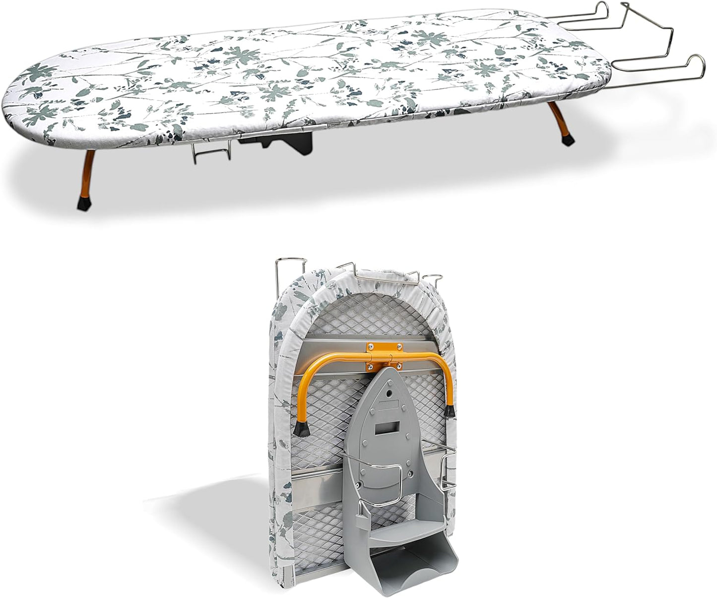 Tabletop Ironing Board Folding with Iron Holder and Iron Rest, Portable Space Saving Small Metal Ironing Board