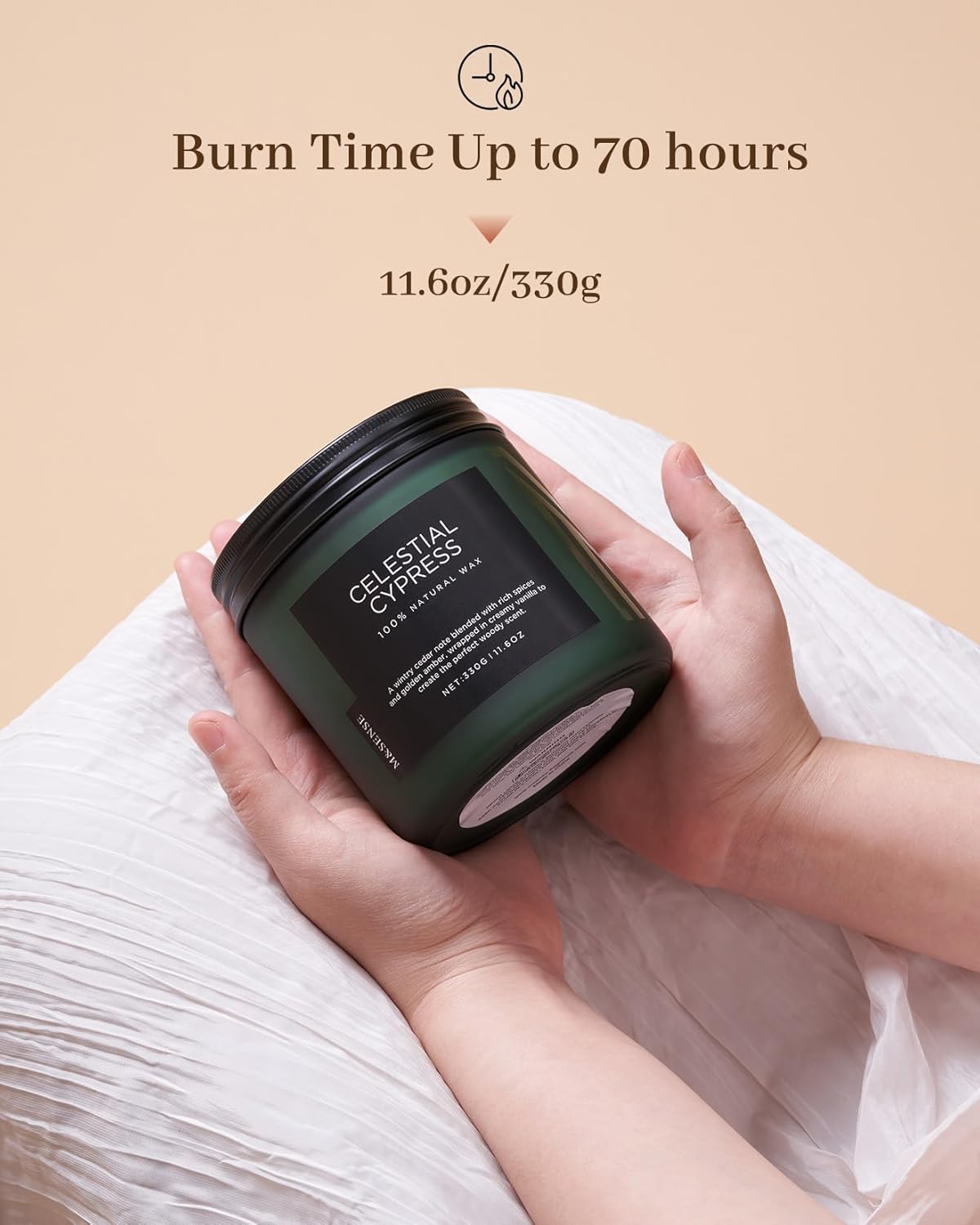 M&SENSE Celestial Cypress - Cedarwood Spice Scent Natural Soy Wax Highly Scented Candle, 11.6oz 2 Wick 70 Hours Long Lasting Candle Woody Scent Gifts for Dad