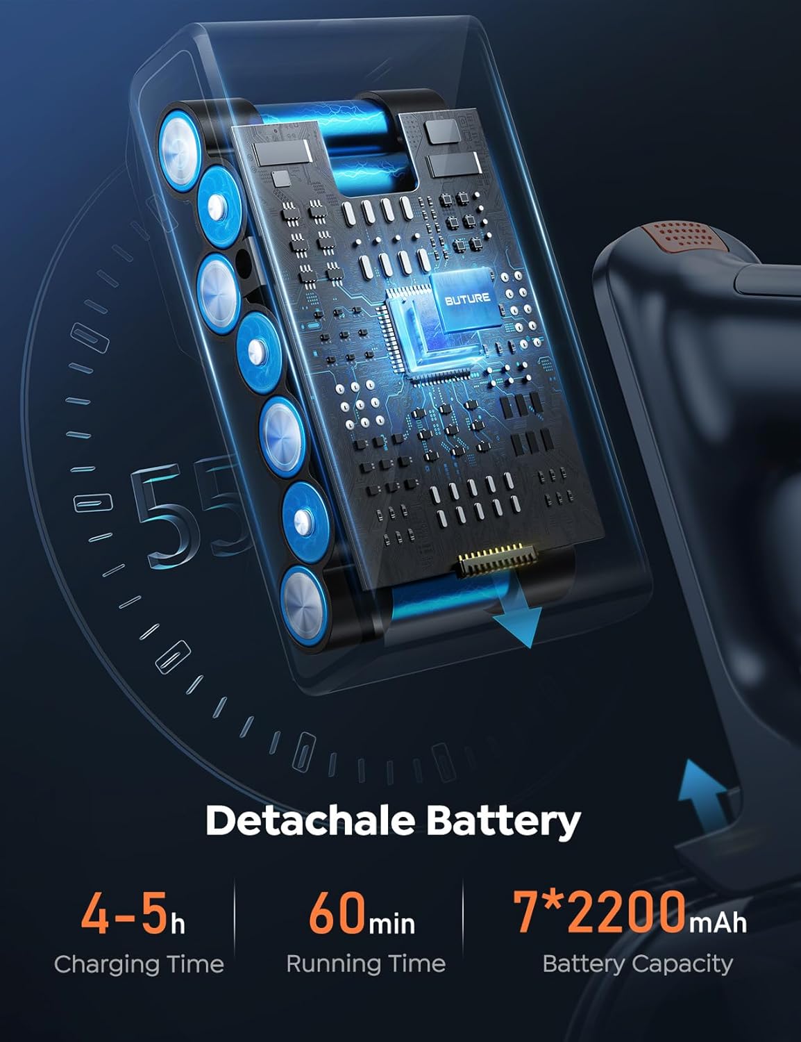 Cordless Vacuum Cleaner, 450W 45Kpa Vacuum Cleaners for Home with 5 Suction Modes, Vacuum Cleaner with Max 60Mins, Stick Vacuum Cordless for Hardwood Floor Carpet Pet Hair