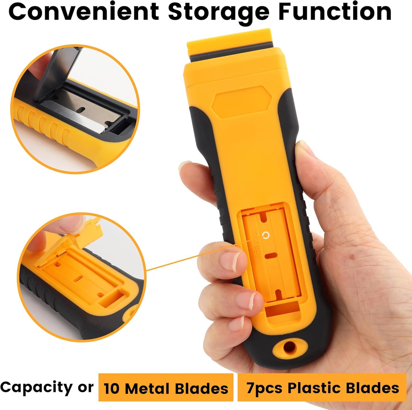 MulWark Razor Blade Scraper, 2 Pack Razor Scraper Tool with Extra 42pcs Razor Blades, Glass scraper with Storage Function Cleaning Scraper Tool for Cooktop, Glass, Old Label, Decal Sticker