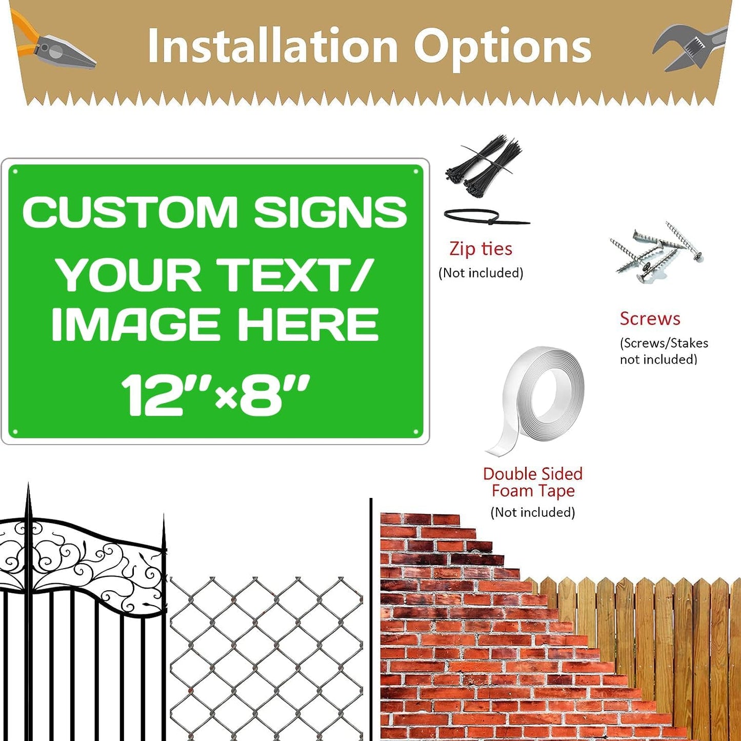 Repaly Personalized signs,Aluminum Weatherproof Metal Sign Multiple Sizes Custom Personalized Text And picture Here,hazard sign,garden sign,custom door sign,Customised business signs Green 12×8