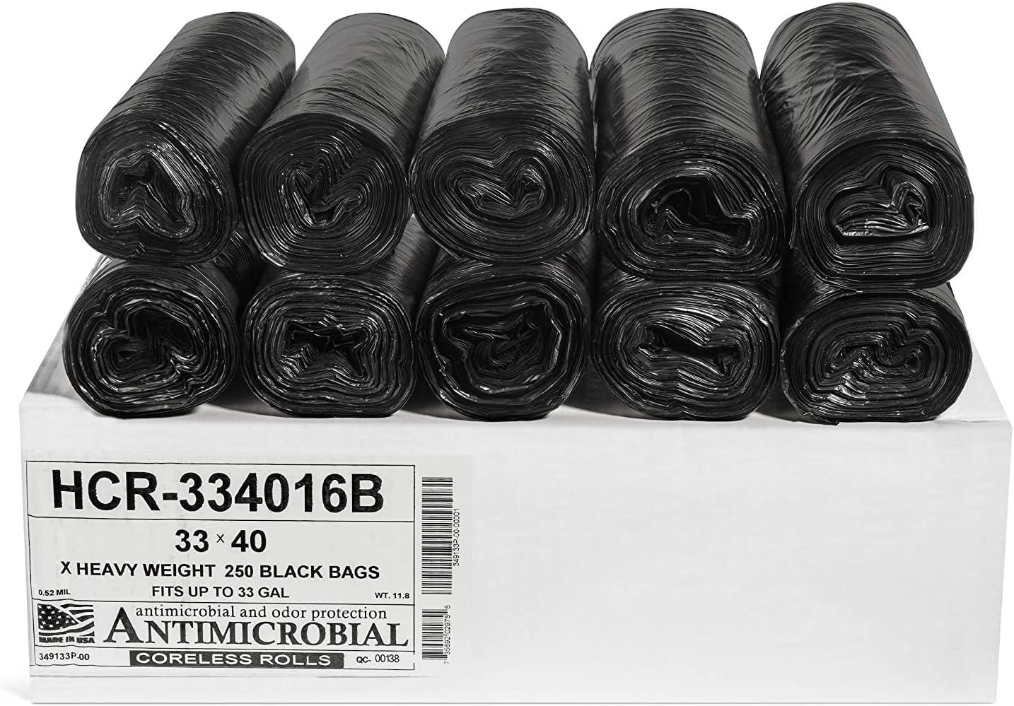 Aluf Plastics 33 Gallon Black Trash Bags (250 Count) - 33" x 40" - 16 Micron Equivalent High Density Value Garbage Bags for Bathroom, Office,Municipal(1 Pallet of 70 Cases, 17500 Bags Total)