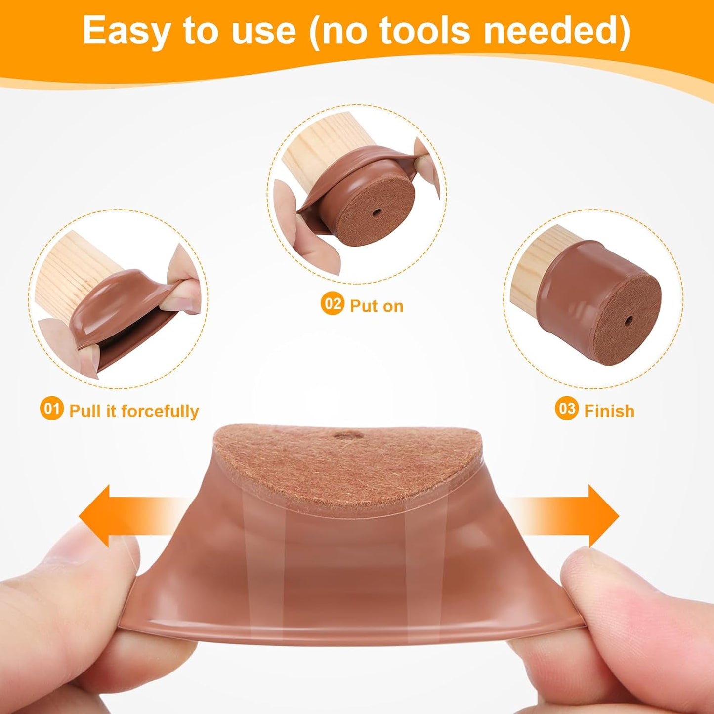 CHUNZEXI 32 Pack Chair Leg Floor Protectors for Hardwood Floors, Silicone Felt Covers Pads Caps, Protect Wood Furniture Feet Floors Noise Reduce and Scratch (Universal Small & Brown)