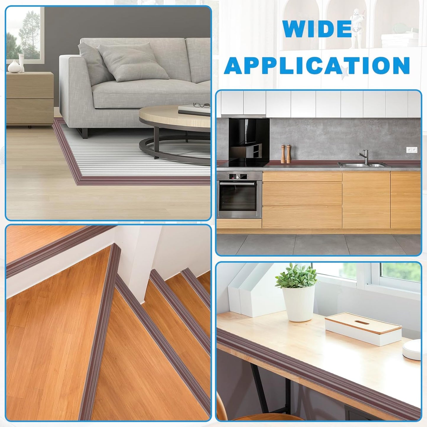 Wall Corner Protector Peel and Stick Corner Trim Molding Flexible Inside & Outside Wall Edge Guard Self Adhesive Moulding Trim for Edge Use, Brown, 0.8” W x 10’ L