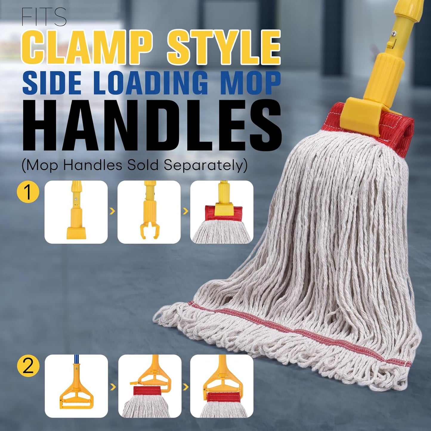 Matthew Cleaning Commercial Mop Head Replacement, 5 Inch Wide Headband, Looped End Cotton Blend String Wet Mops for Floor Cleaning, 18 oz Medium, 6-Pack White