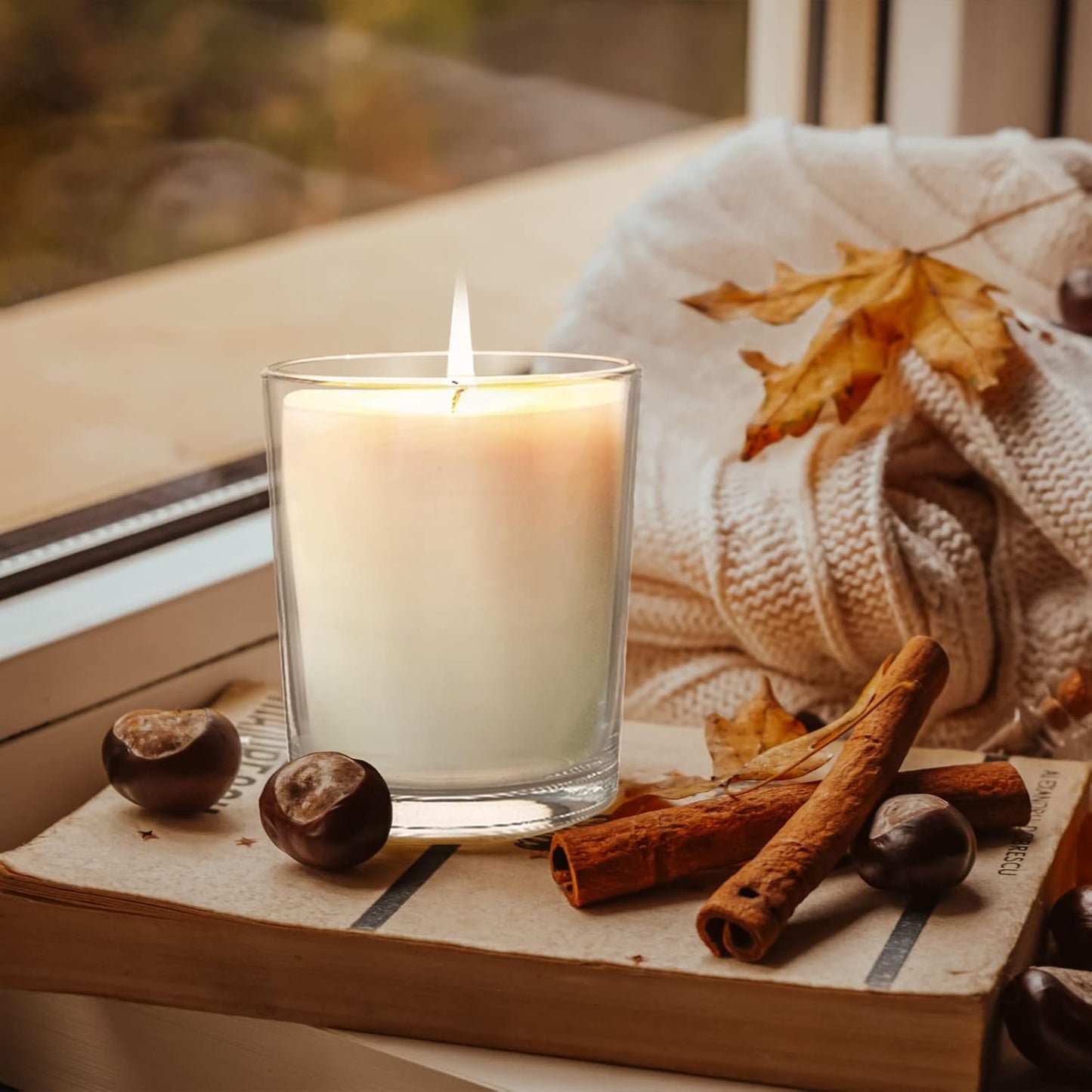 Thick Candle Jars for Making Candles 12 Pcs, 7 OZ Empty Jars with Wood Lids for Candle Making, Sample Container, Clear