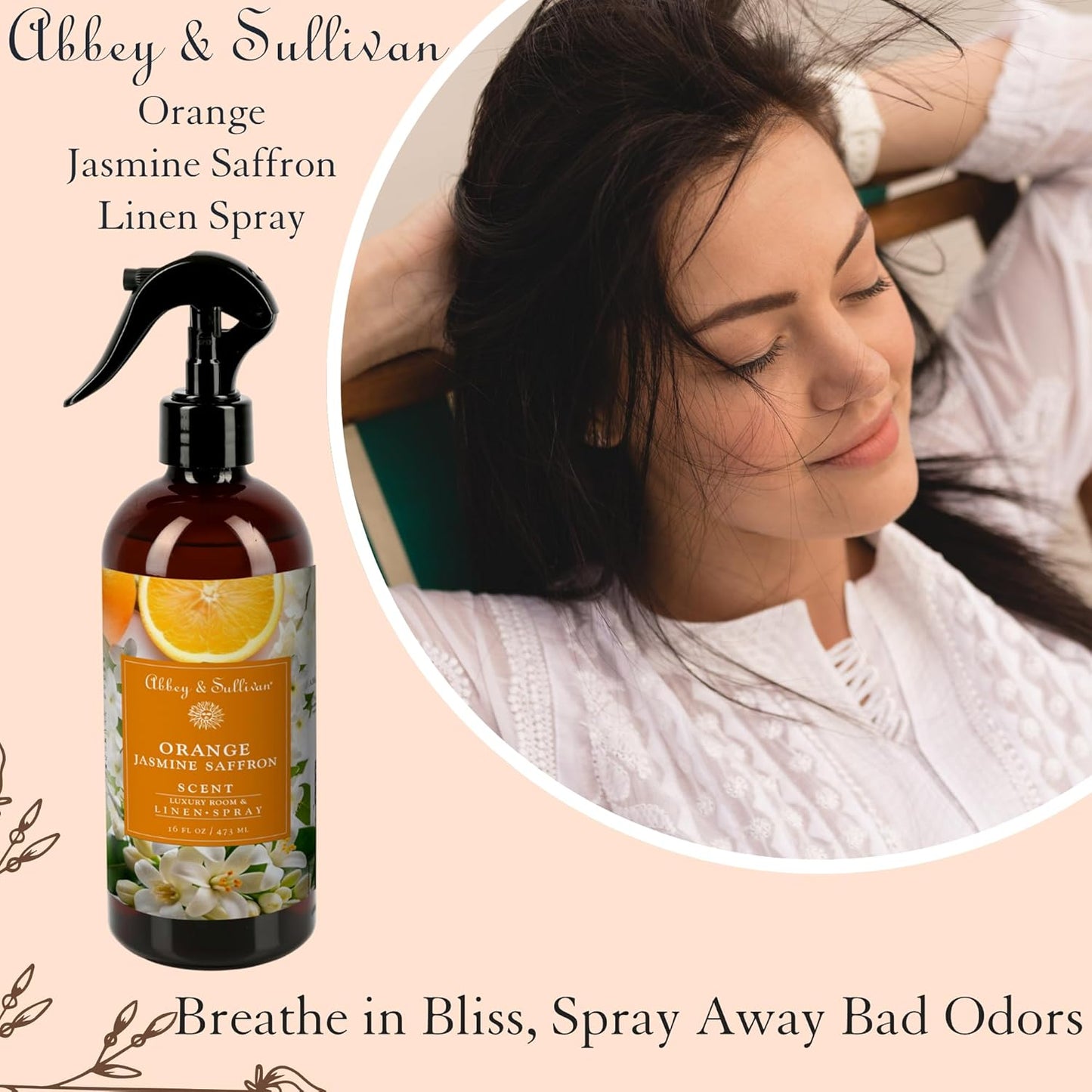 Abbey & Sullivan Linen Spray, Orange Jasmine Saffron, 16 oz.