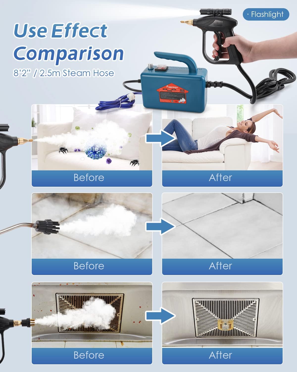 High Pressure Steam Cleaner - 1700W Handheld Steamer for Cleaning Grout Tile, Hand Held Portable Steam Pressure Washer for Car Auto 110V