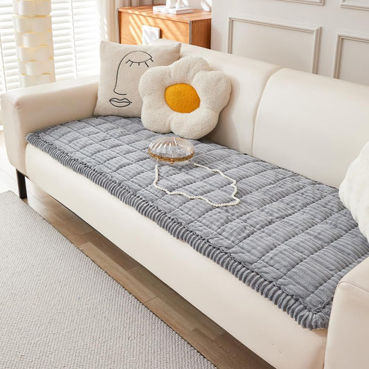 Couch Cover for Dogs Washable, Fuzzy Pet Couch Covers for 3 Cushion Sofa Pet Friendly, Non Slip Sofa Cover (Light Gray, 27.6" x 82.7"/70 x 210cm)