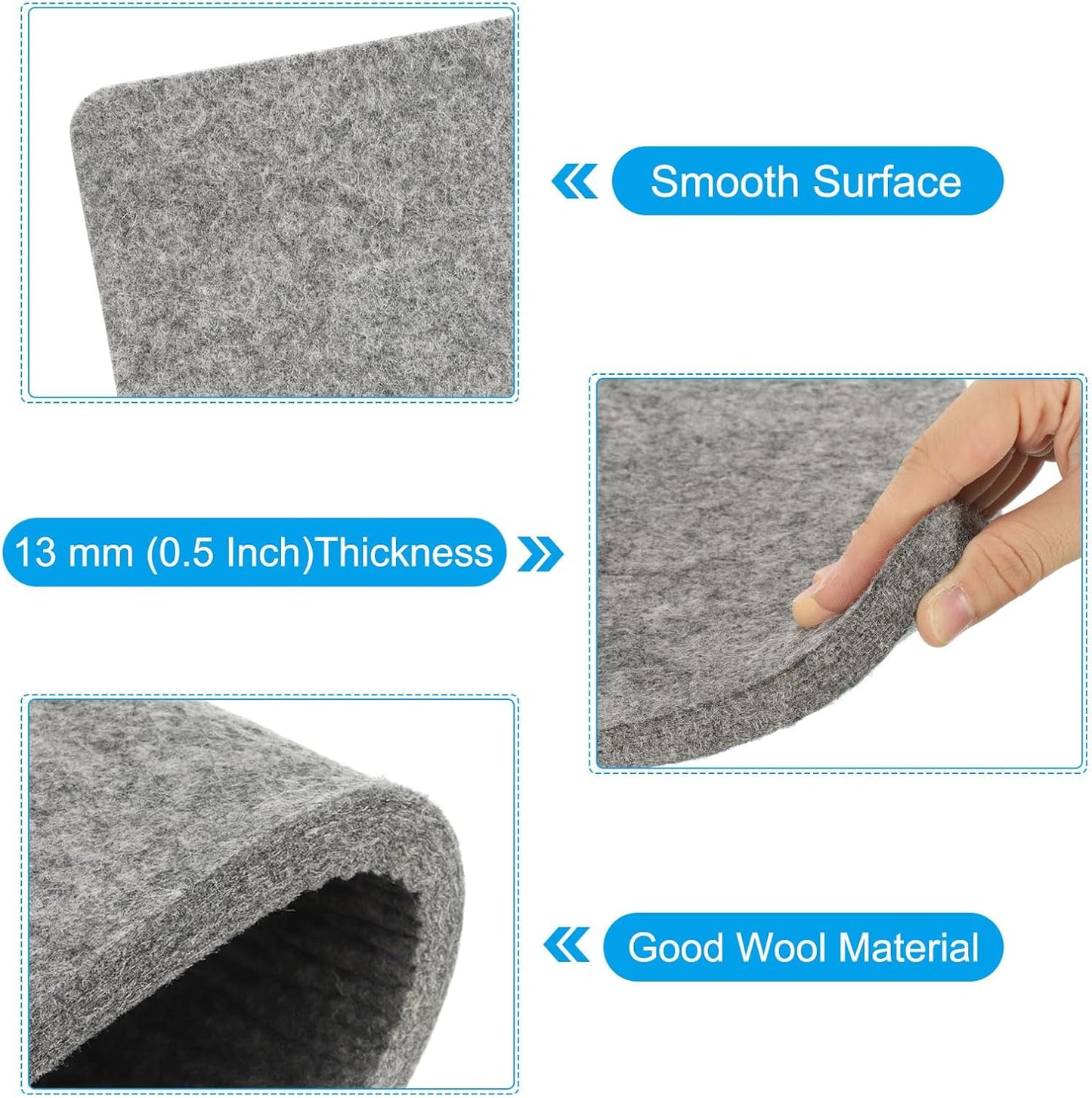 PATIKIL Wool Pressing Mat, 10" x 10" Wool Ironing Pad Blanket 0.5" Thickened Heat Resistant Quilting Ironing Pad for Quilters Sewing Craft, Grey