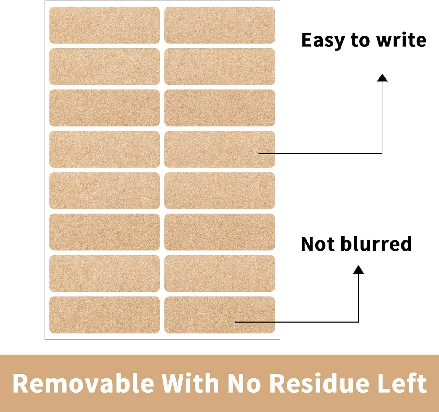 Removable Kraft Label Stickers- Writable Gift Tag Stickers Labels, Self-Adhesive Brown Kraft Label for Essential Oil Bottle, Jars, Food Storage or Gift Decoration-240 PCS
