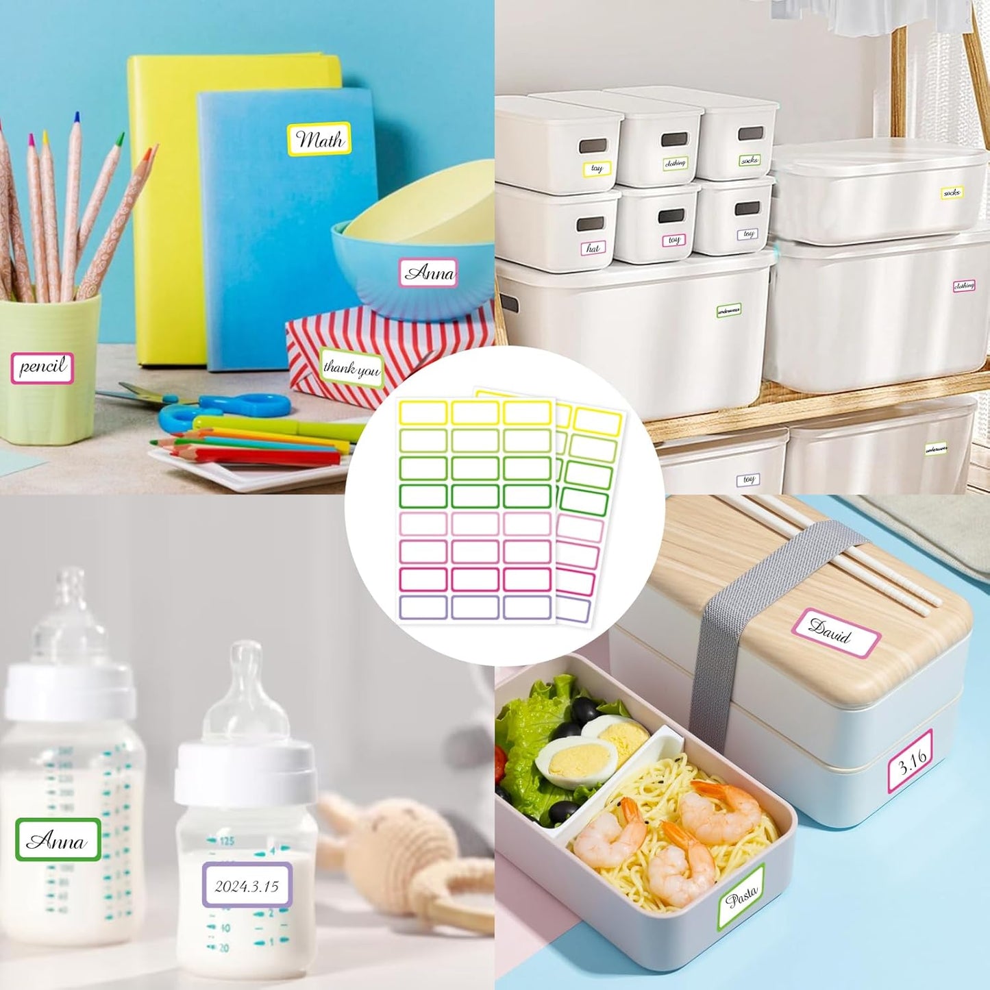 STARLIBOO Removable Freezer Labels,1x2 Inch Color Coding Removable Labels for Food Containers, Removable Label Easy Peel Off, Freezer Label to Write on/Waterproof (8 Colors,360 Pcs)