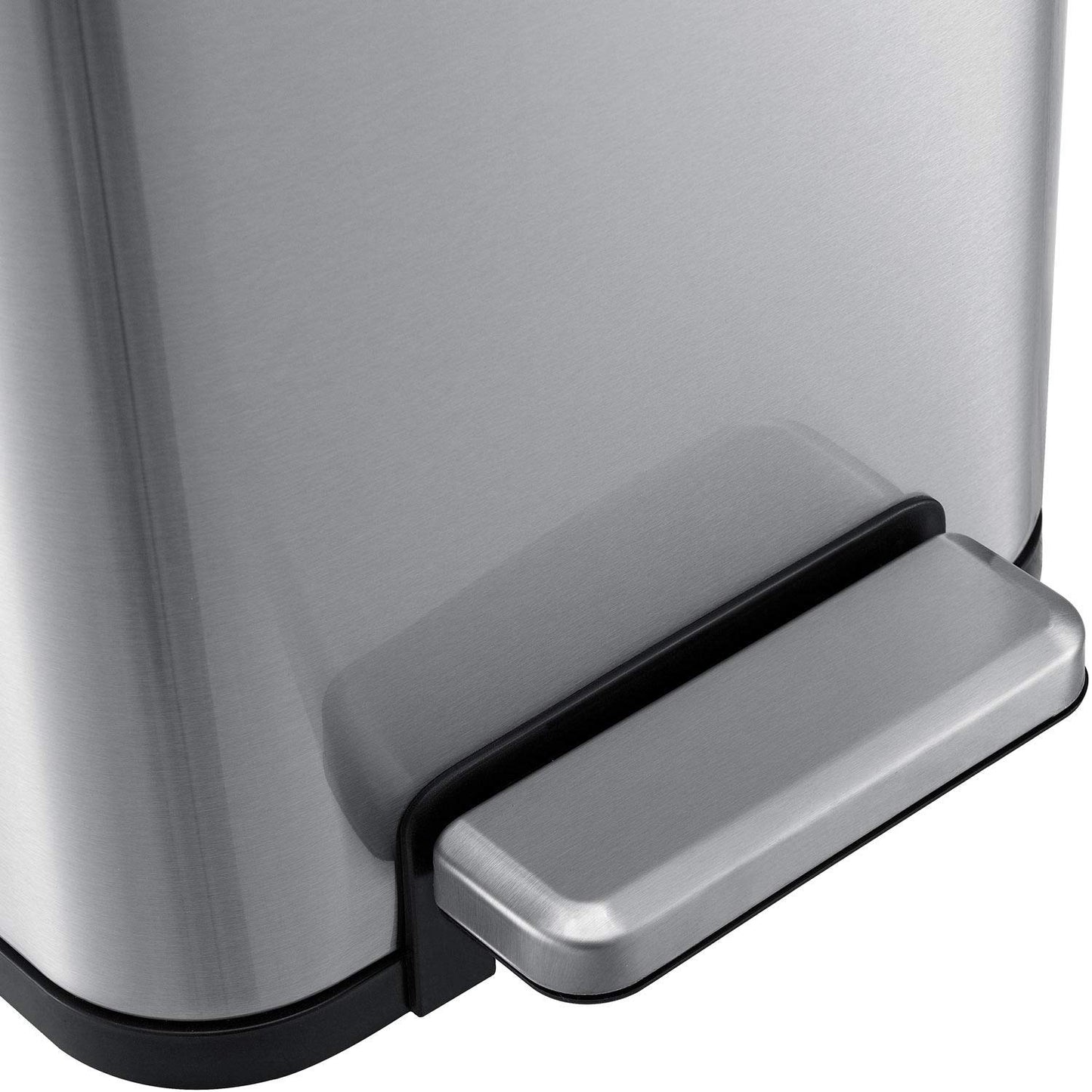 Global Industrial 12 Gallon Stainless Steel Slim Trash Can, Rectangular Butterfly Step-On