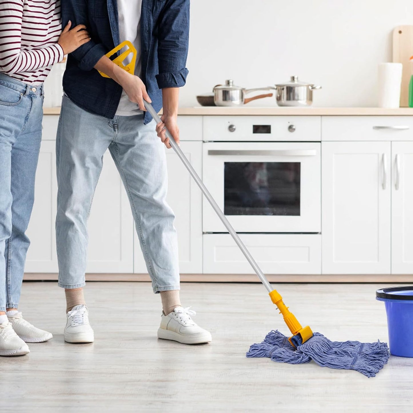 2 Pack Mop Head Replacement, Cleaning Heavy Duty Mop Head Commercial Replacement, Wet Industrial Blue Cotton Looped End String Head Refills, Wet Refills Head Optimal Absorption and Durability (Blue)