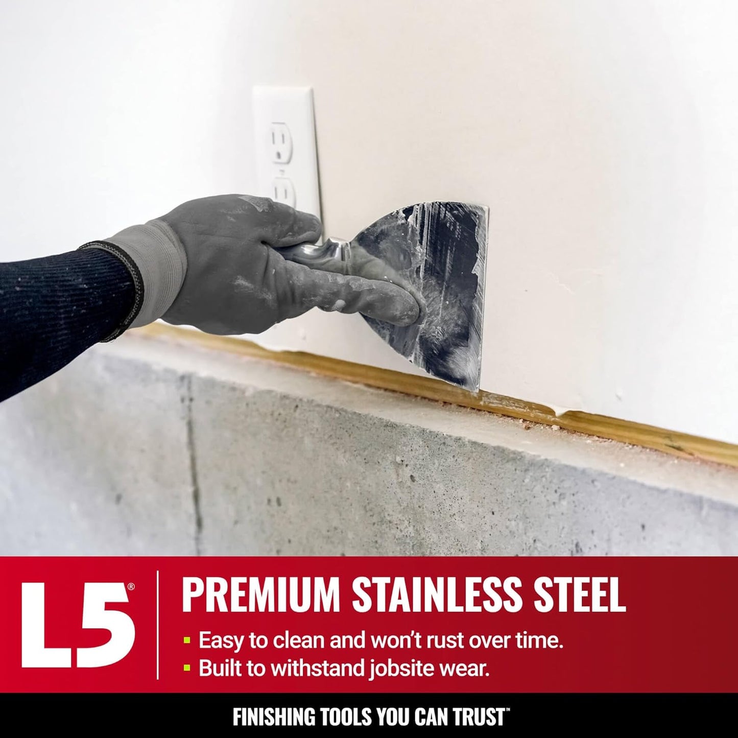 6" All Stainless Steel Joint Knife - LEVEL5 | Professional Grade Putty Blade, Premium Polished All-Metal, Precision Ground Edge, Ergonomic, Corrosion Resistant | 5-406