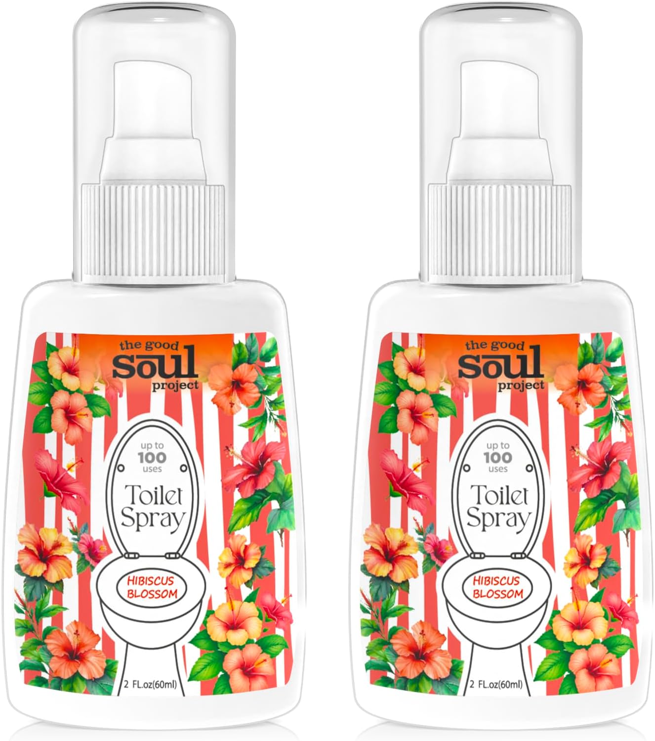 Toilet Spray, Hibiscus Blossom, Bathroom Toilet Odor Eliminator, Air Freshener for Home, 2 Fl Oz Each Pocket Travel Size(2 Pack)