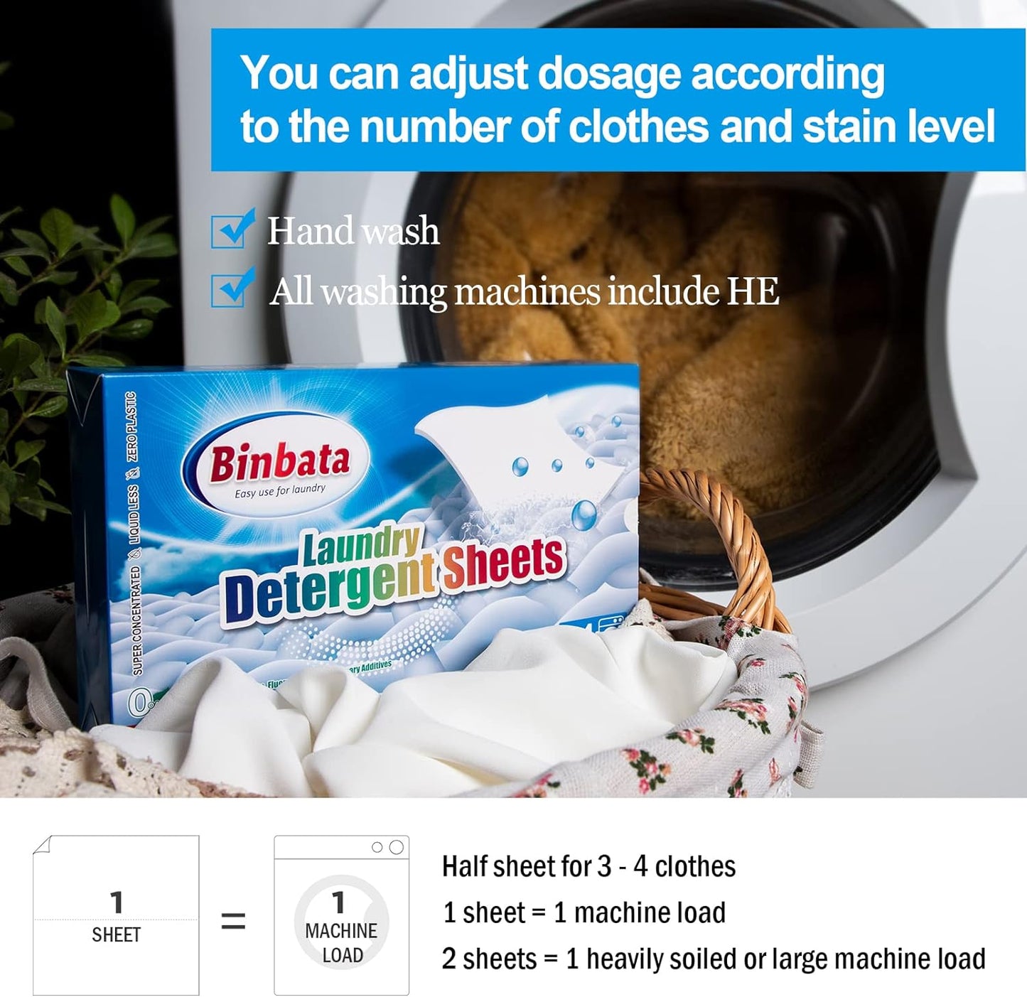 Laundry Detergent Sheets, Up To 128 Loads Hypoallergenic Eco-Friendly Unscented Biodegradable Plastic Free Liquidless Sheets Suitable for Sensitive Skin