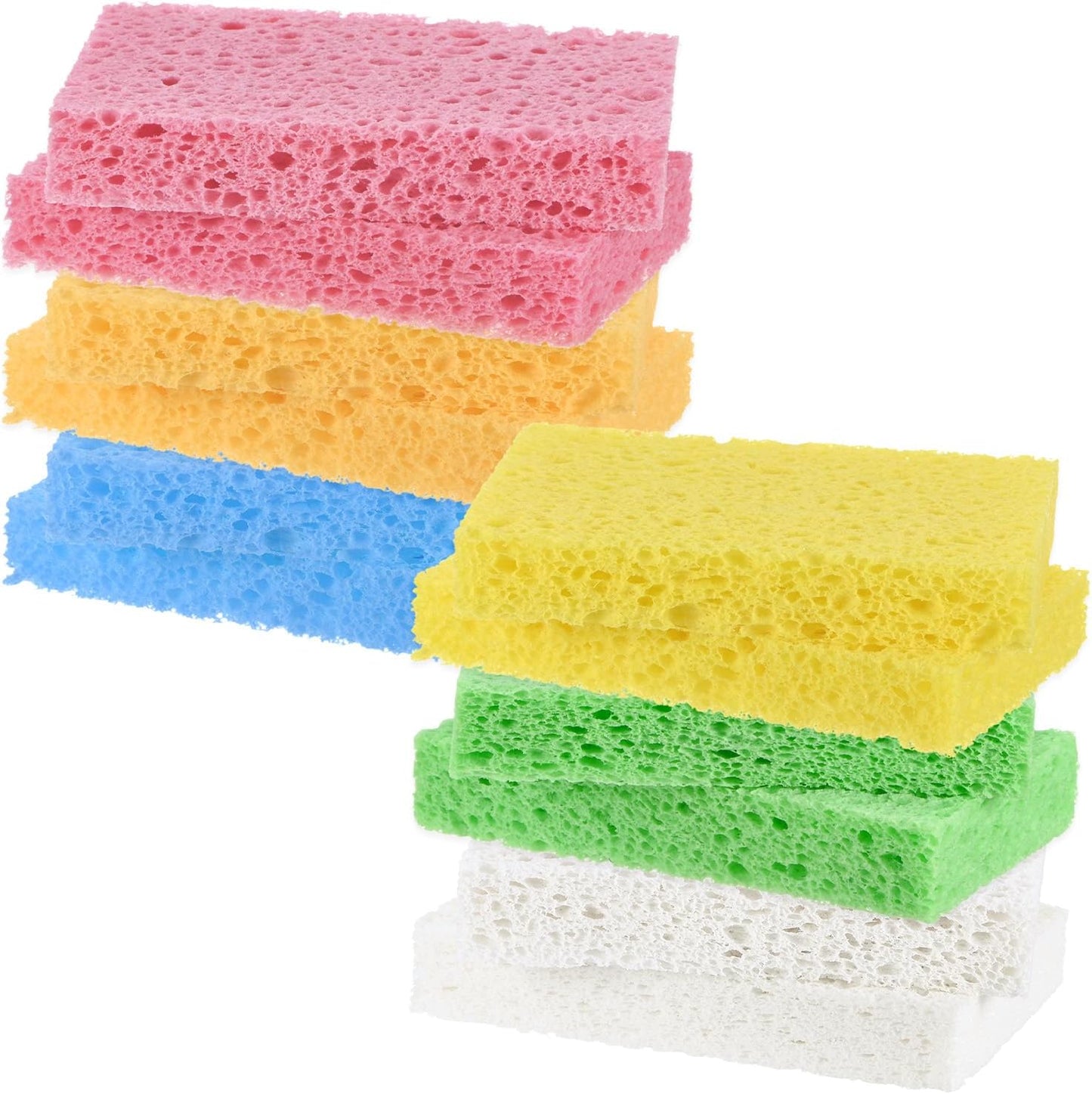 2-Set Kitchen Sponges, Condense Eco Cellulose Non-Scratch Scrub Heavy Sponge for Kitchen/Household/Bathroom, Clean Tough Messes Dish Scrubber [Multicolor]