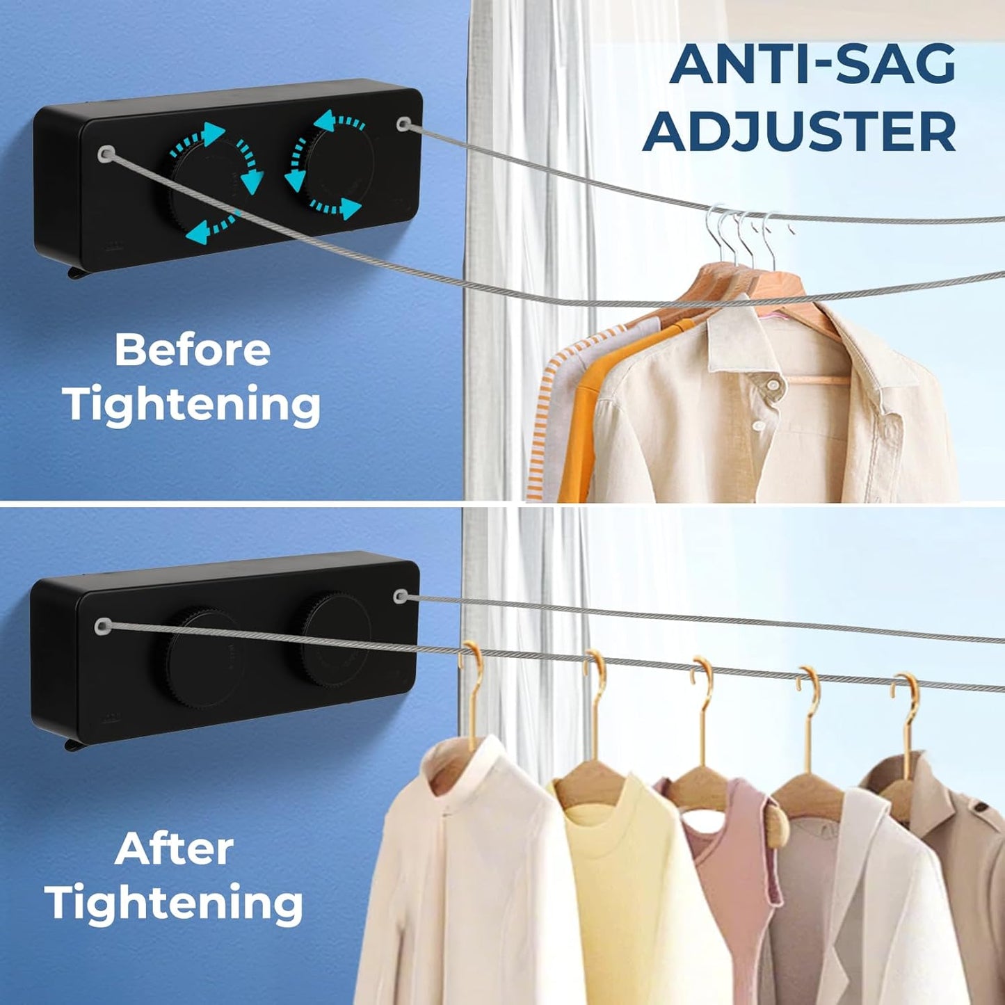 Retractable Clothesline Indoor Outside Heavy-Duty, Upgrade 304 Double Stainless Steel Shower Room Clothes line, Fit Rv Balcony Courtyards Indoor Drying Rack Clothesline, 13.8ft