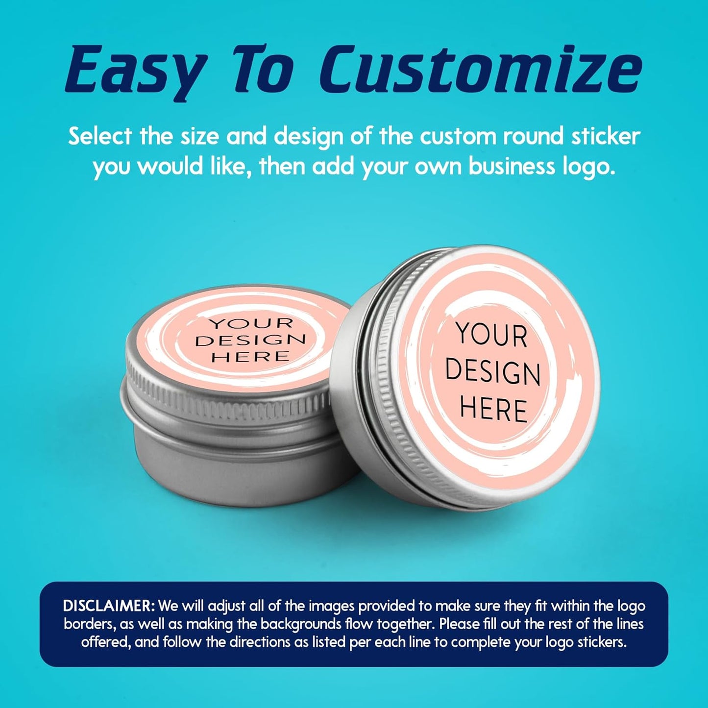 100 Custom Vinyl Stickers - Upload Your own Image, Text, Design, Logo - Personalized Logo Labels for Handmade, Packaging, Bottle, Jars, Candle, Brand Stickers (Peach, 3x3)