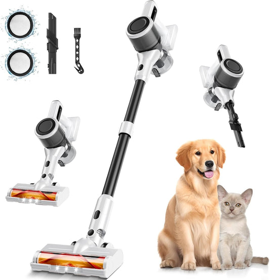 Cordless Vacuum Cleaner for Home, 8-in-1 Lightweight Stick Vacuum with 45Mins Runtime, Powerful Suction, Anti-Tangle, Rechargeable Cordless Vacuum for Hardwood Floor Carpet Pet Hair, W-N5
