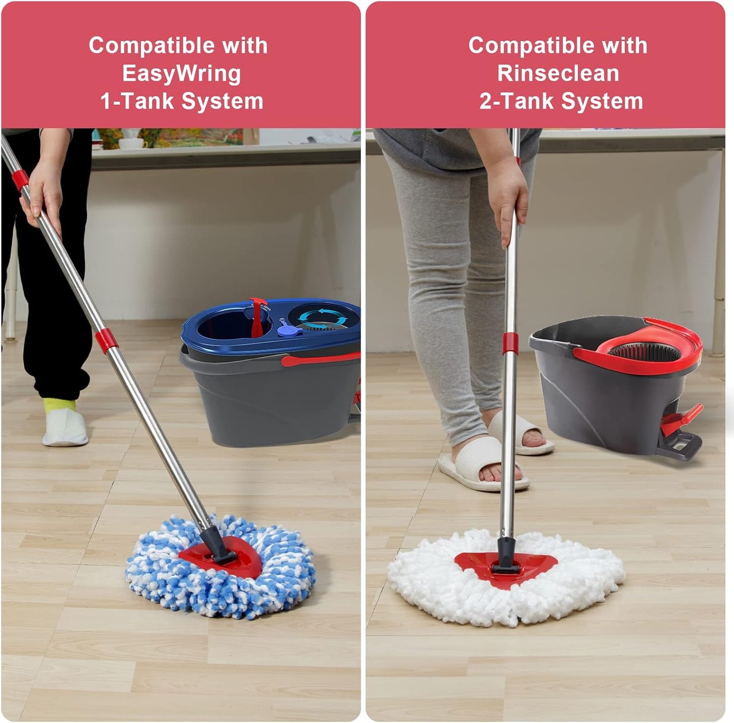 Spin Mop Replacement Handle - 4 Section Mop or Broom Handle/Stick Compatible with O Cedar Spin Mop Refills and Brooms, 30" to 59", Germany Screw Joint (Mop Head Not Included)