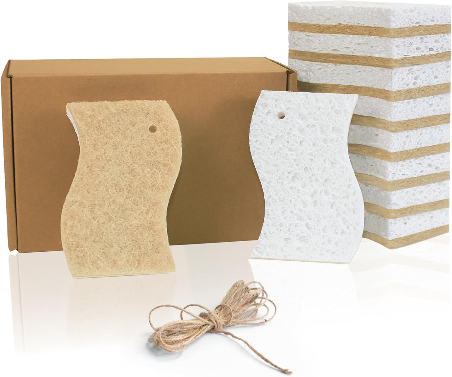 Eco Friendly Cellulose Compostable Biodegradable Kitchen Clean Sponges, for Washing Sink/Pan and Dishwashing, 10 Pack