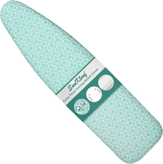 Extra Thick Ironing Board Cover and Pad,15x54 Reflective Silicone Ironing Board Cover Resist Scorching and Staining Standard Size Ironing Board Covers with Padding Elastic Edges 4 Fasteners