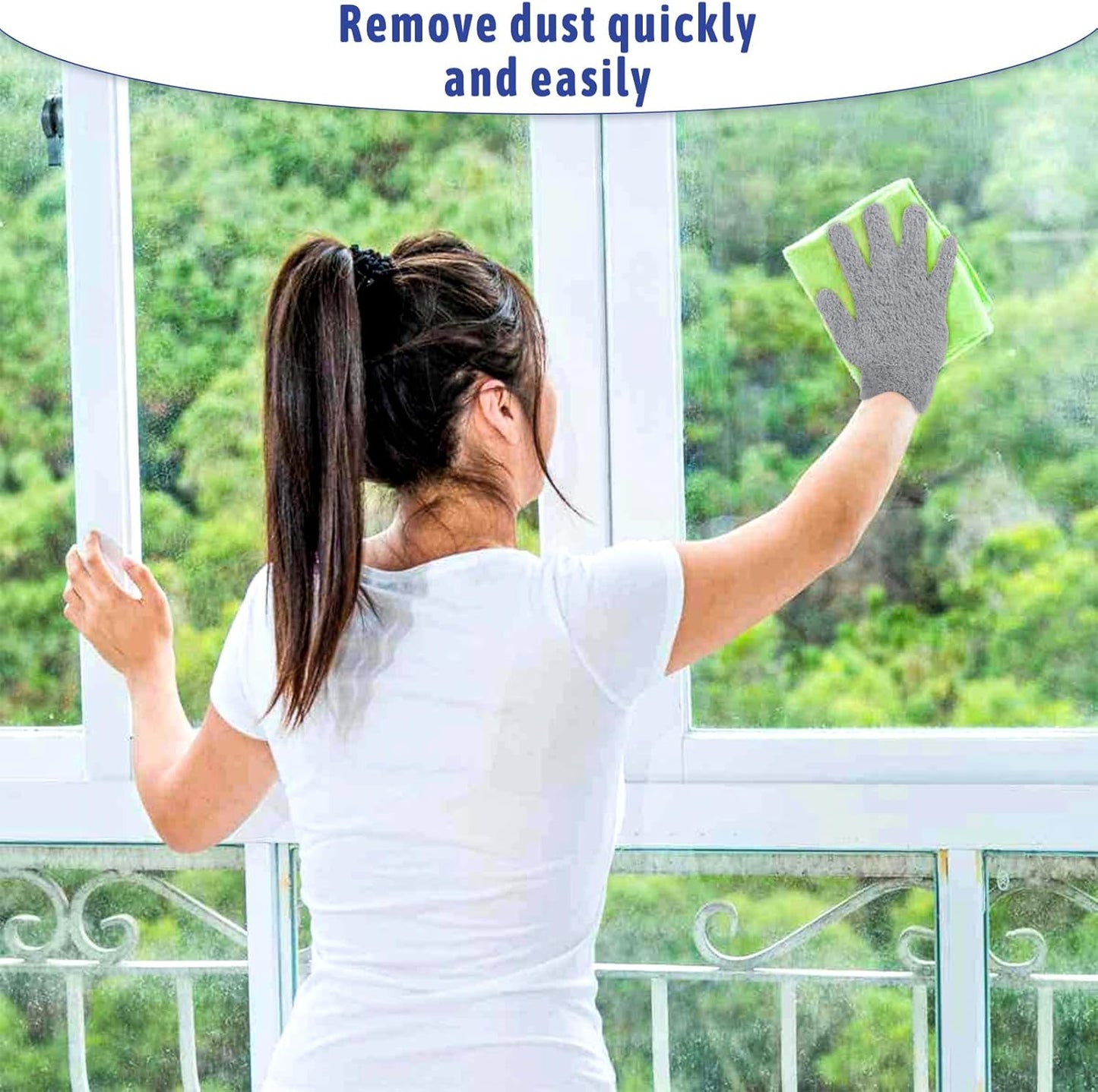 Microfiber Gloves Reusable Microfiber Dusting Gloves Washable Plant Gloves Microfiber Cleaning Gloves Plant Dusting Gloves Cloth for House Kitchen Plants Cleaning Car Blinds Lamps, Grey