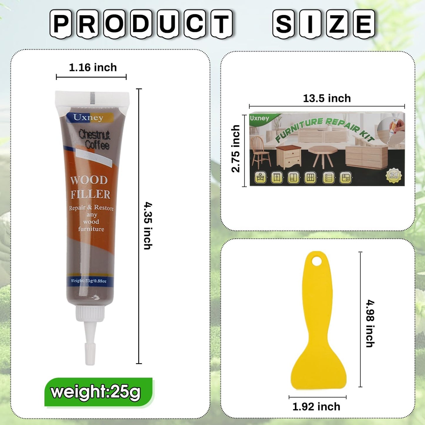 Wood Furniture Repair Kit,24 Colors Wood Fillers,Scratch Repair Covers & Removers for Repairing Scratches,Cracks,Dings and Holes in Cabinets, Cut Panels(Gray Series)