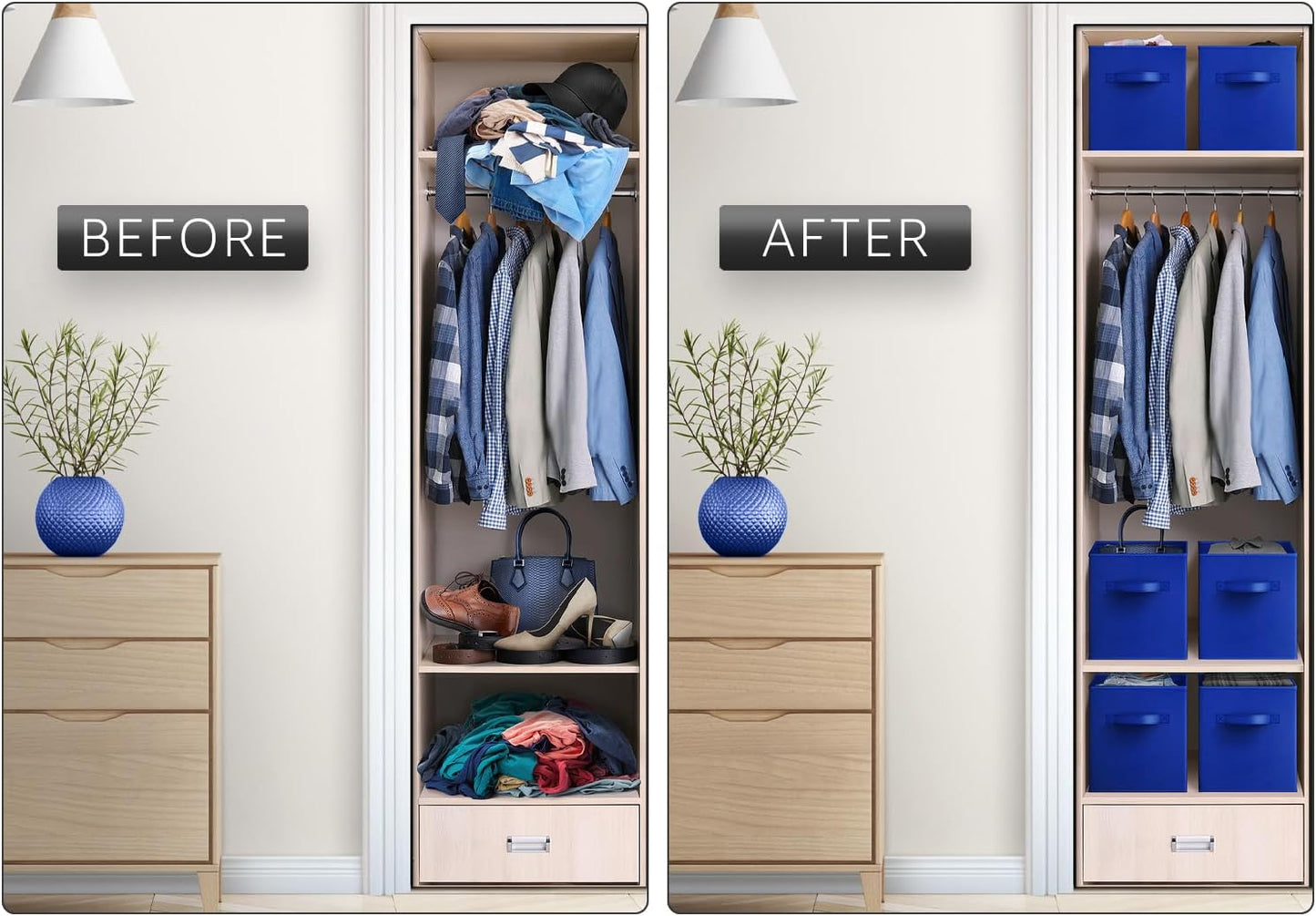 Sorbus 13 Inch Collapsible Fabric Storage Cubes - Sturdy Foldable Baskets with Handle - 8 Organizing Bins for Clothes, Toys, Books - Shelves, Closets